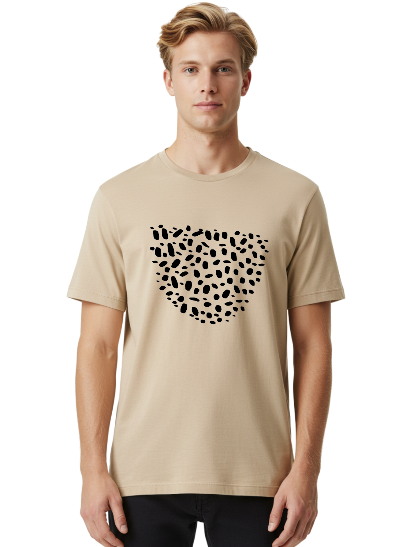 Black-Stones-Heart Men'S Graphic Tee, 100% Cotton, Comfortable Casual Summer Wear, Machine Washable, Black Stones, Heart Shape, Scattered Stones, Modern Design, Abstract Art, Symbolic Heart, Minimalist Style - Aaa396 6