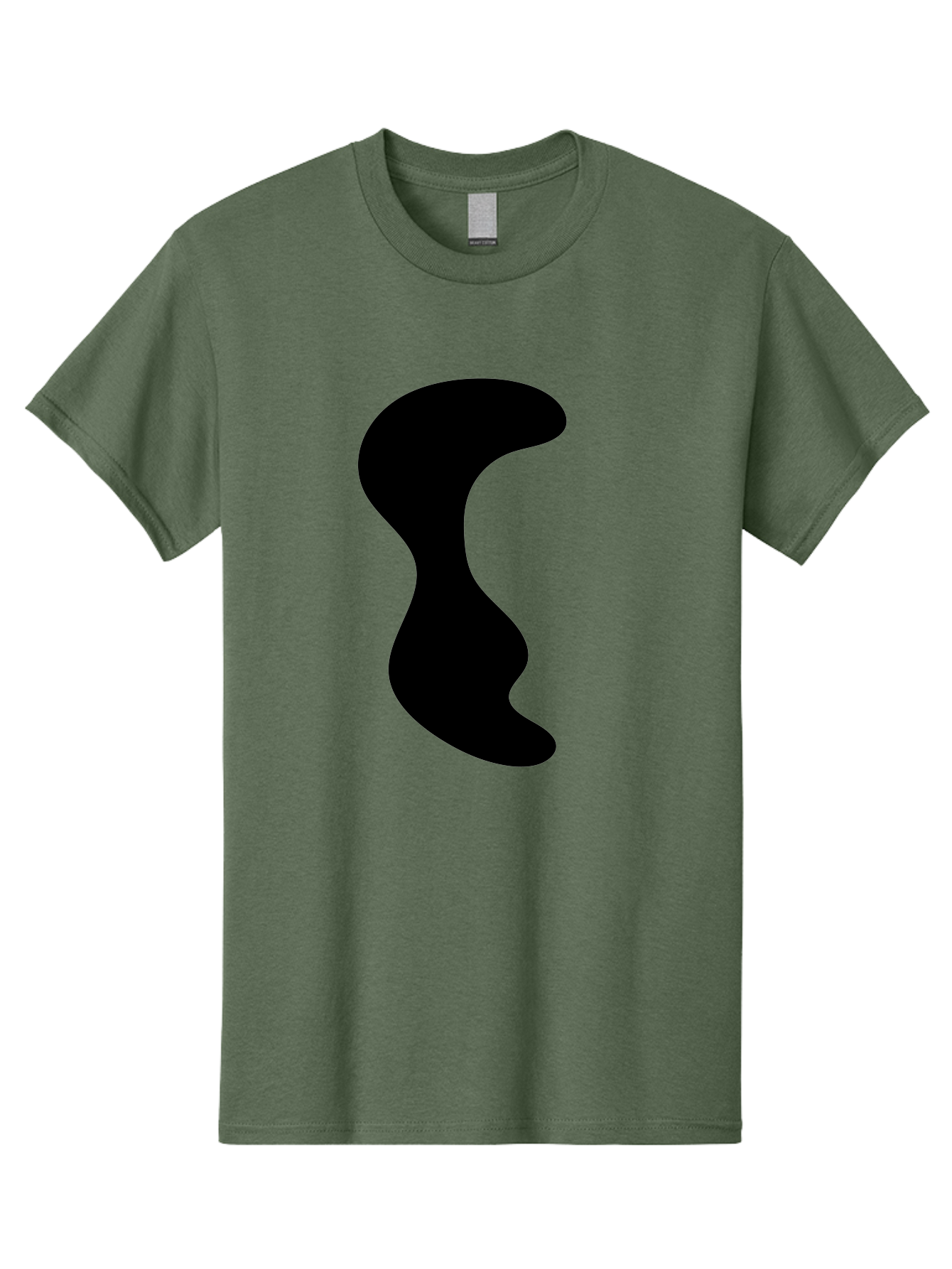 Black-Wavy-Shape Men'S Graphic Tee, 100% Cotton, Comfortable Casual Summer Wear, Machine Washable, Abstract Black Shape, Fluid Design, Modern Art, Sleek Silhouette, Minimalist Graphics, Dynamic Curve - Aaa399 23