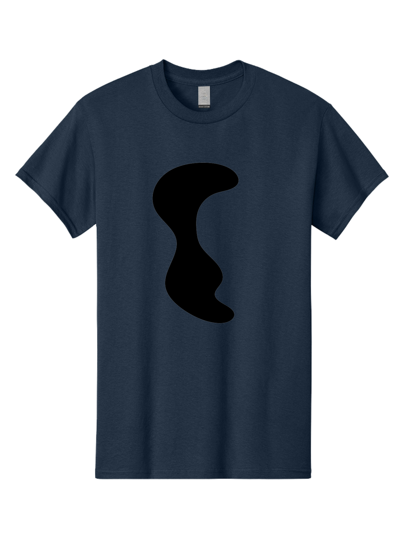 Black-Wavy-Shape Men'S Graphic Tee, 100% Cotton, Comfortable Casual Summer Wear, Machine Washable, Abstract Black Shape, Fluid Design, Modern Art, Sleek Silhouette, Minimalist Graphics, Dynamic Curve - Aaa399 15