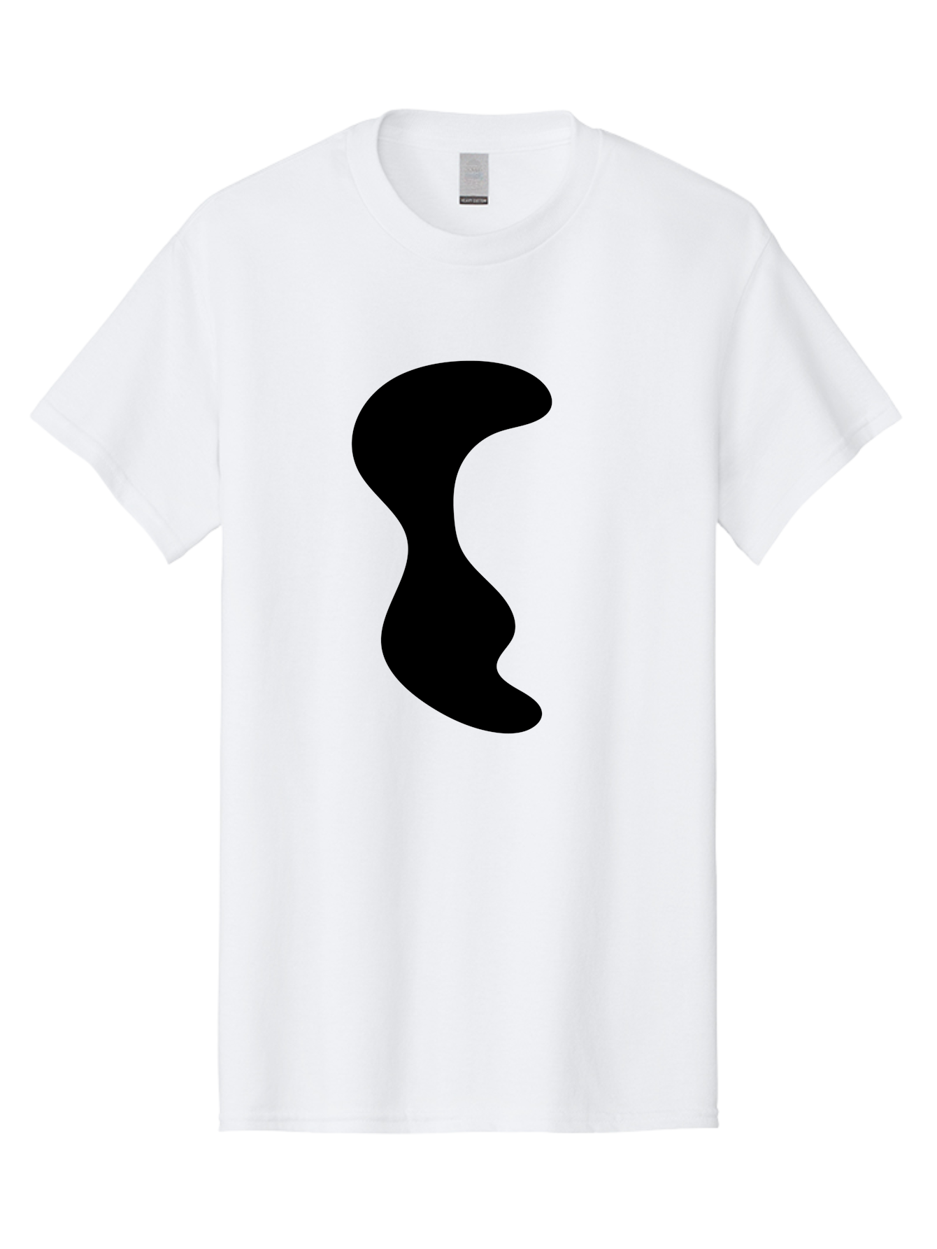 Black-Wavy-Shape Men'S Graphic Tee, 100% Cotton, Comfortable Casual Summer Wear, Machine Washable, Abstract Black Shape, Fluid Design, Modern Art, Sleek Silhouette, Minimalist Graphics, Dynamic Curve - Aaa399 25