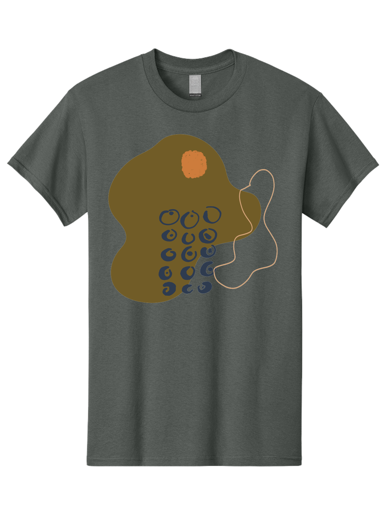 Brown-Blob Men'S Graphic Tee, 100% Cotton, Comfortable Casual Summer Wear, Machine Washable, Abstract Art, Modern Design, Blue Circles, Brown Blob, Irregular Shape, Creative Expression, Digital Illustration, Unique Pattern - Aaa403 21