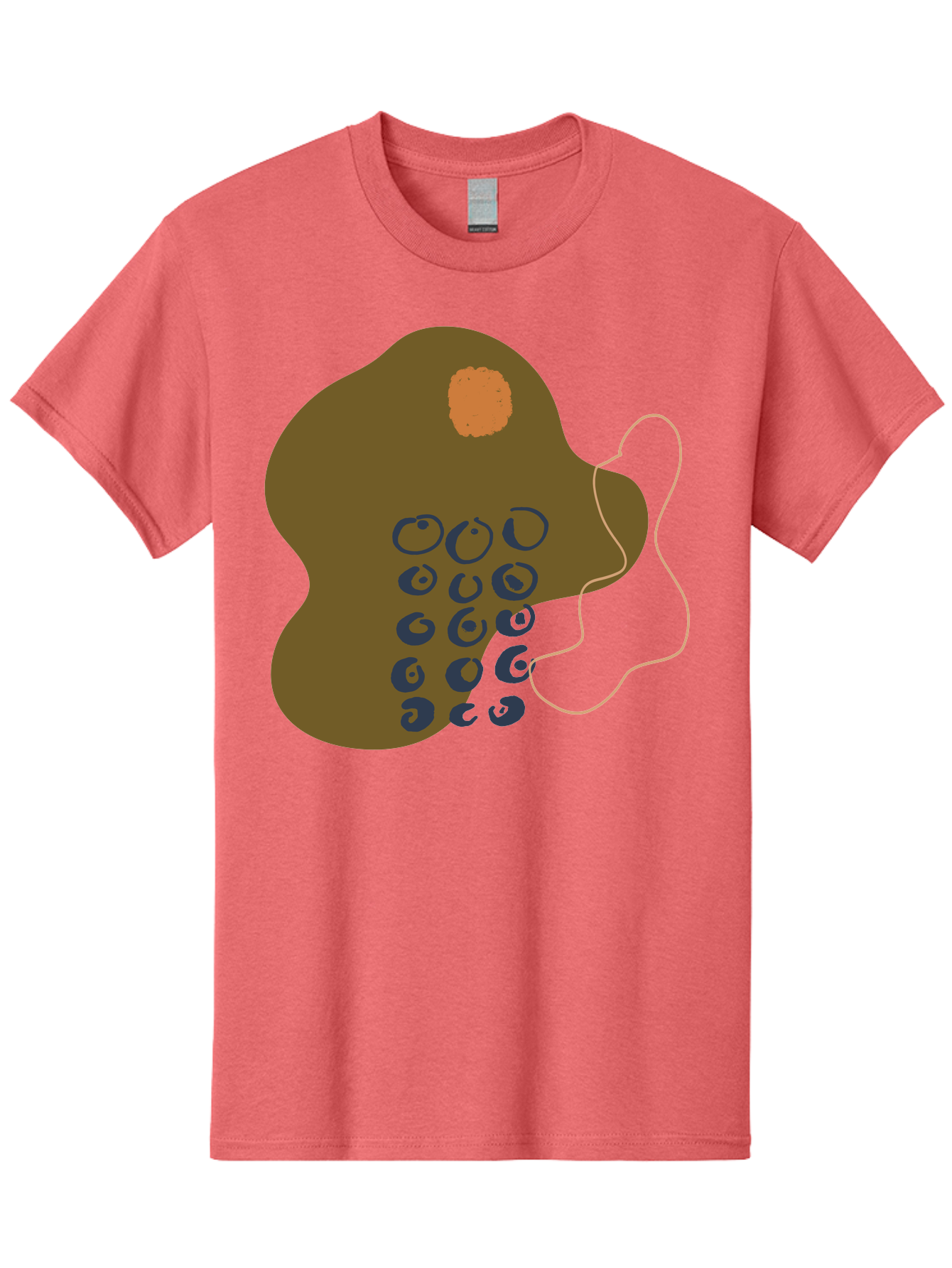 Brown-Blob Men'S Graphic Tee, 100% Cotton, Comfortable Casual Summer Wear, Machine Washable, Abstract Art, Modern Design, Blue Circles, Brown Blob, Irregular Shape, Creative Expression, Digital Illustration, Unique Pattern - Aaa403 17