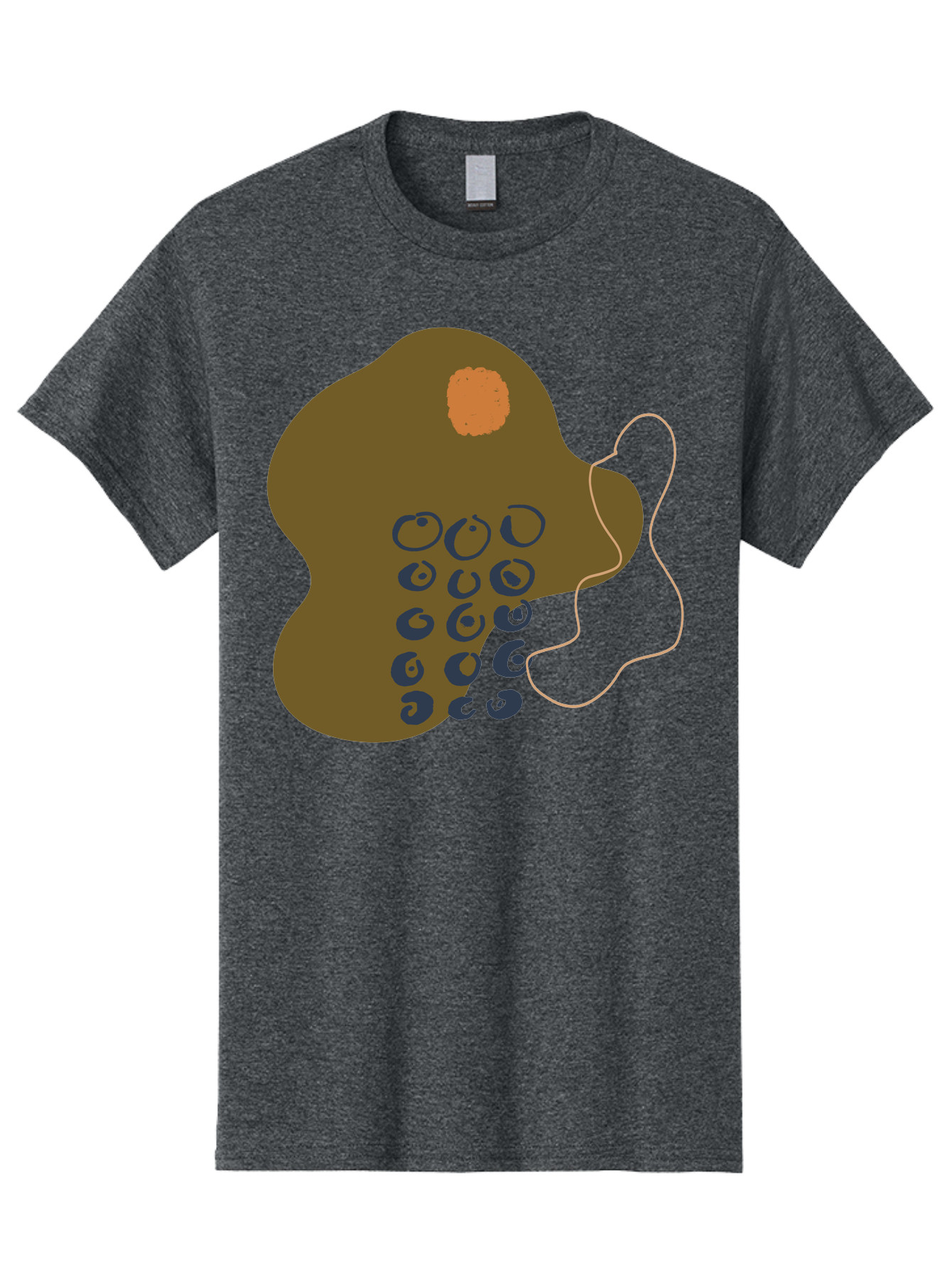 Brown-Blob Men'S Graphic Tee, 100% Cotton, Comfortable Casual Summer Wear, Machine Washable, Abstract Art, Modern Design, Blue Circles, Brown Blob, Irregular Shape, Creative Expression, Digital Illustration, Unique Pattern - Aaa403 3