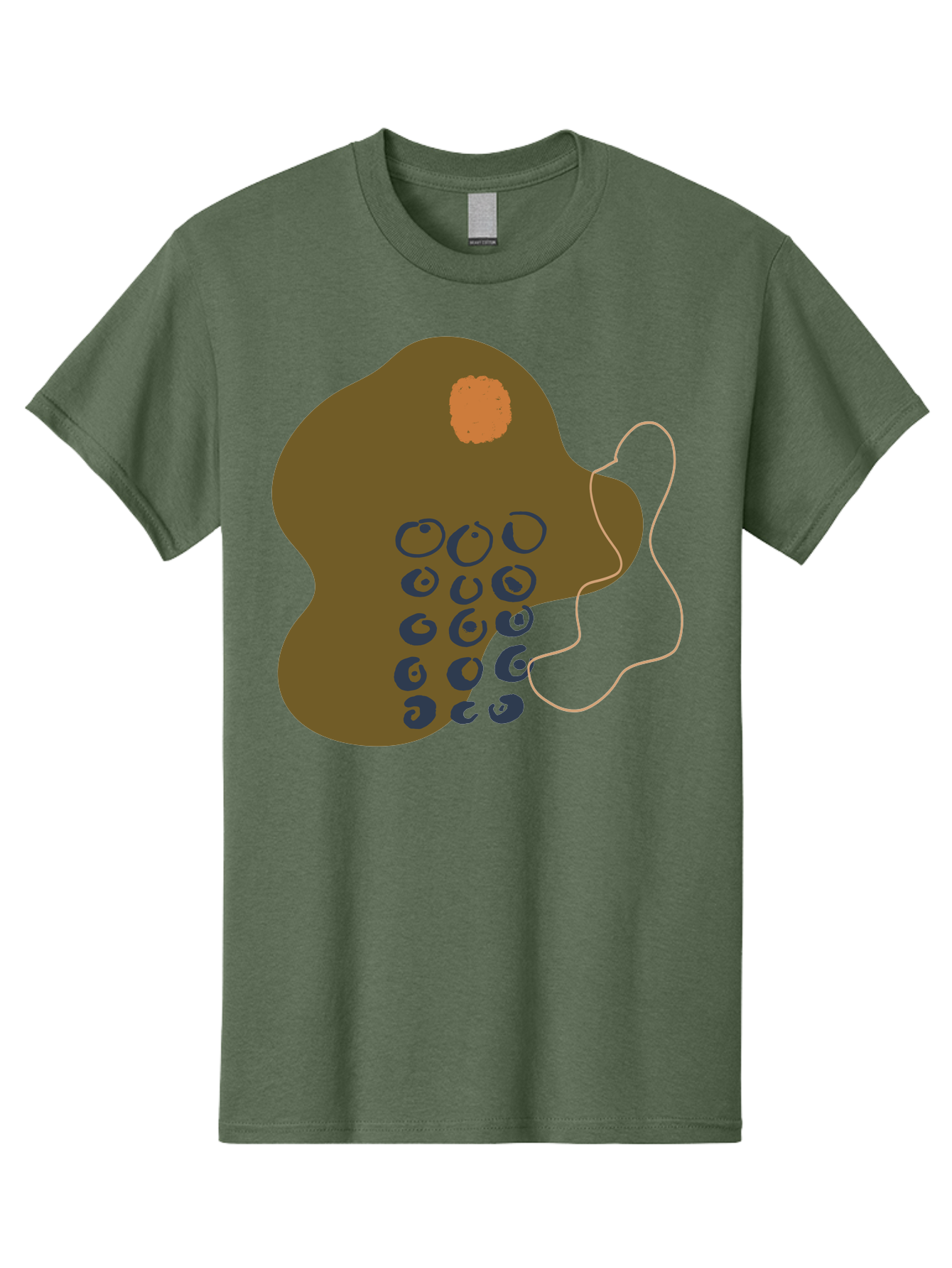 Brown-Blob Men'S Graphic Tee, 100% Cotton, Comfortable Casual Summer Wear, Machine Washable, Abstract Art, Modern Design, Blue Circles, Brown Blob, Irregular Shape, Creative Expression, Digital Illustration, Unique Pattern - Aaa403 11