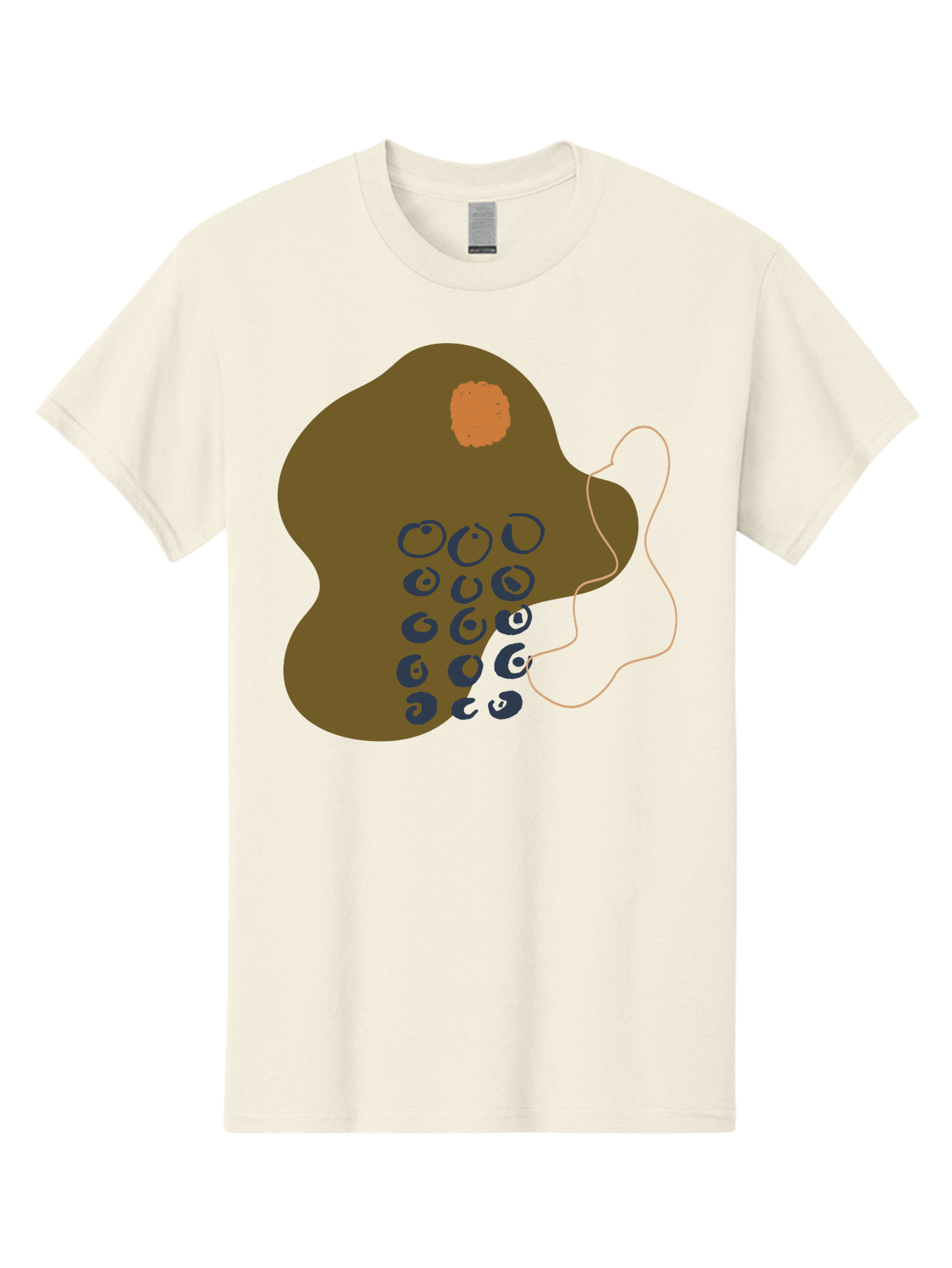 Brown-Blob Men'S Graphic Tee, 100% Cotton, Comfortable Casual Summer Wear, Machine Washable, Abstract Art, Modern Design, Blue Circles, Brown Blob, Irregular Shape, Creative Expression, Digital Illustration, Unique Pattern - Aaa403 19