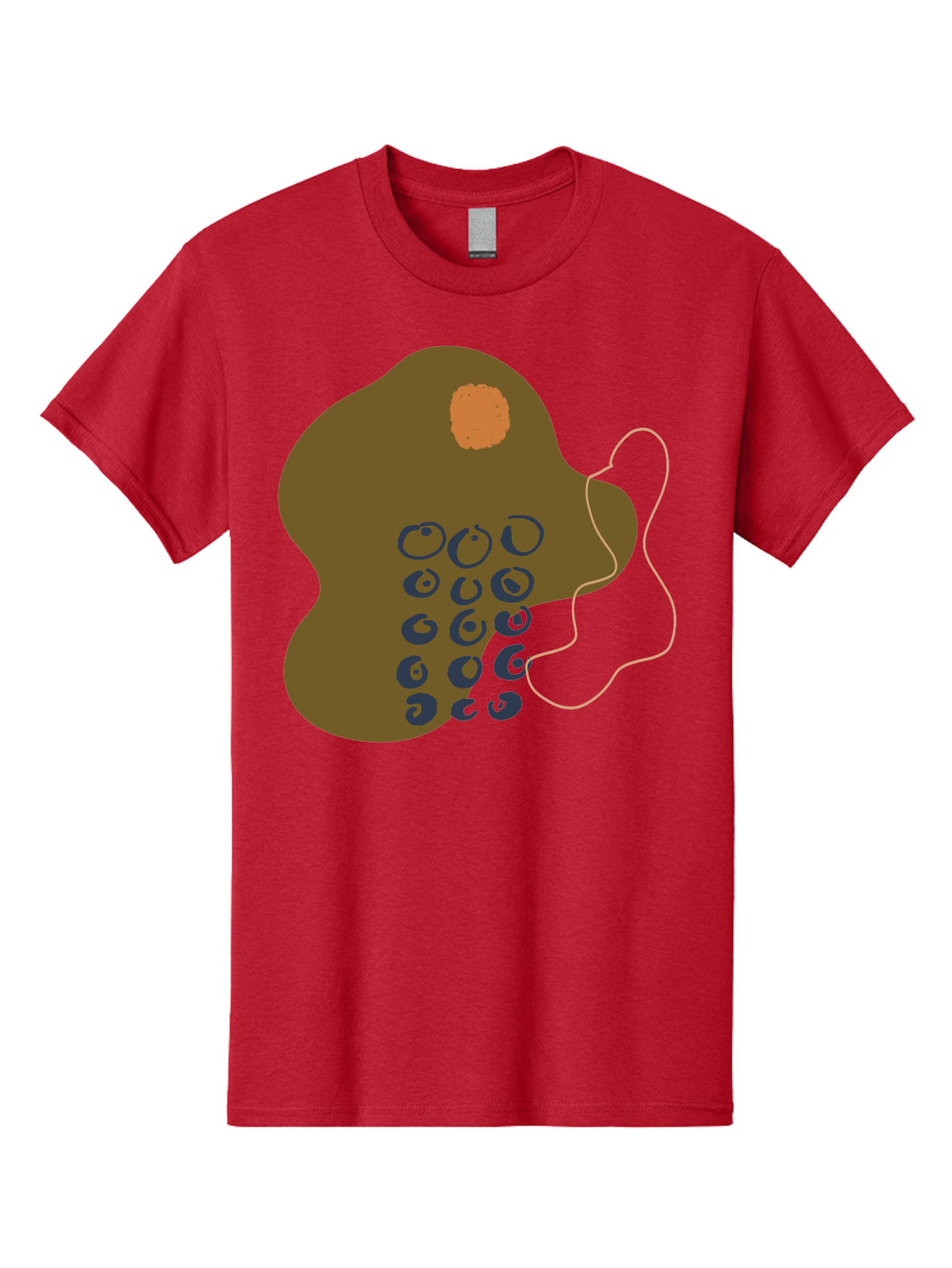 Brown-Blob Men'S Graphic Tee, 100% Cotton, Comfortable Casual Summer Wear, Machine Washable, Abstract Art, Modern Design, Blue Circles, Brown Blob, Irregular Shape, Creative Expression, Digital Illustration, Unique Pattern - Aaa403 13