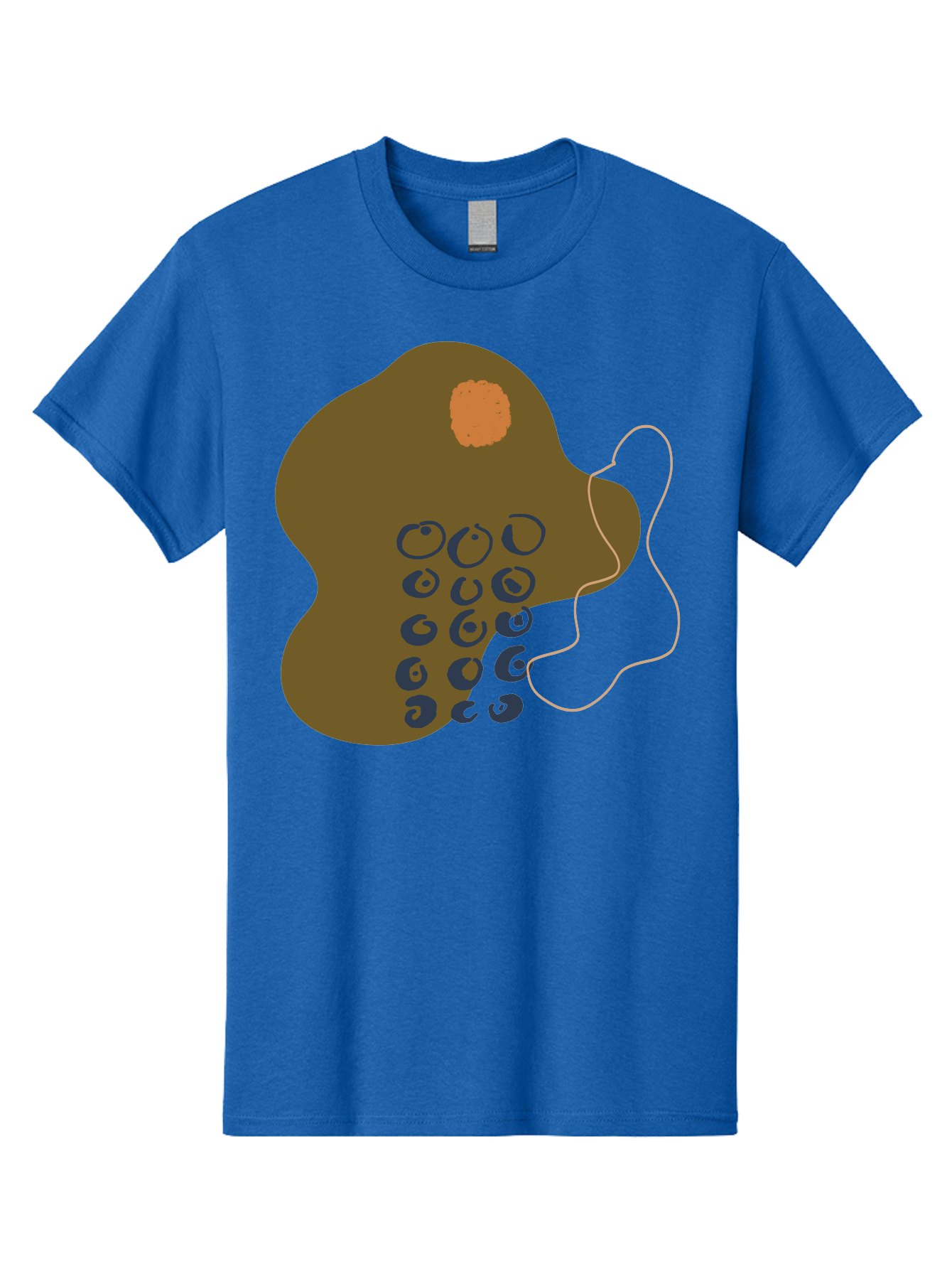 Brown-Blob Men'S Graphic Tee, 100% Cotton, Comfortable Casual Summer Wear, Machine Washable, Abstract Art, Modern Design, Blue Circles, Brown Blob, Irregular Shape, Creative Expression, Digital Illustration, Unique Pattern - Aaa403 9
