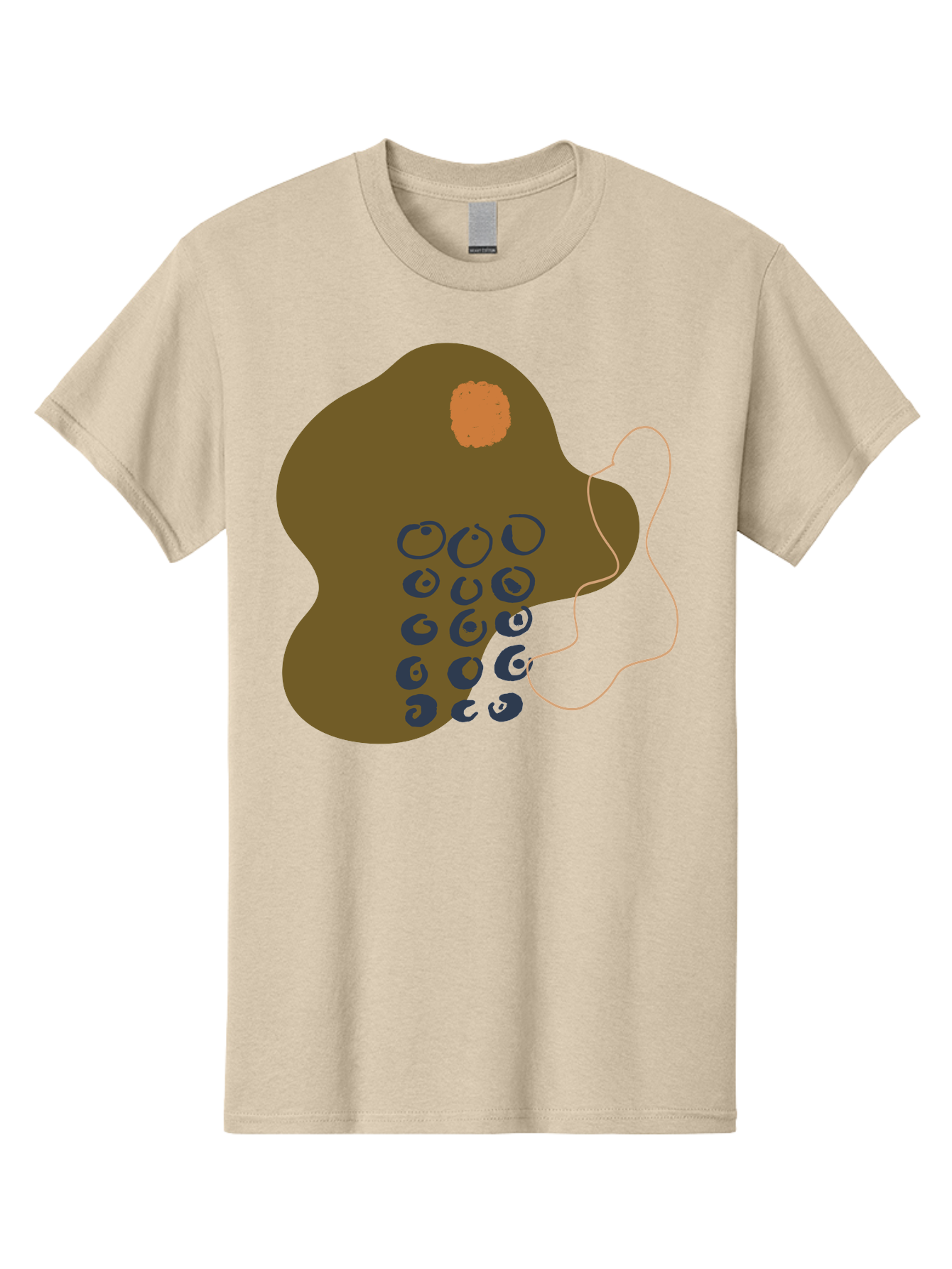 Brown-Blob Men'S Graphic Tee, 100% Cotton, Comfortable Casual Summer Wear, Machine Washable, Abstract Art, Modern Design, Blue Circles, Brown Blob, Irregular Shape, Creative Expression, Digital Illustration, Unique Pattern - Aaa403 7