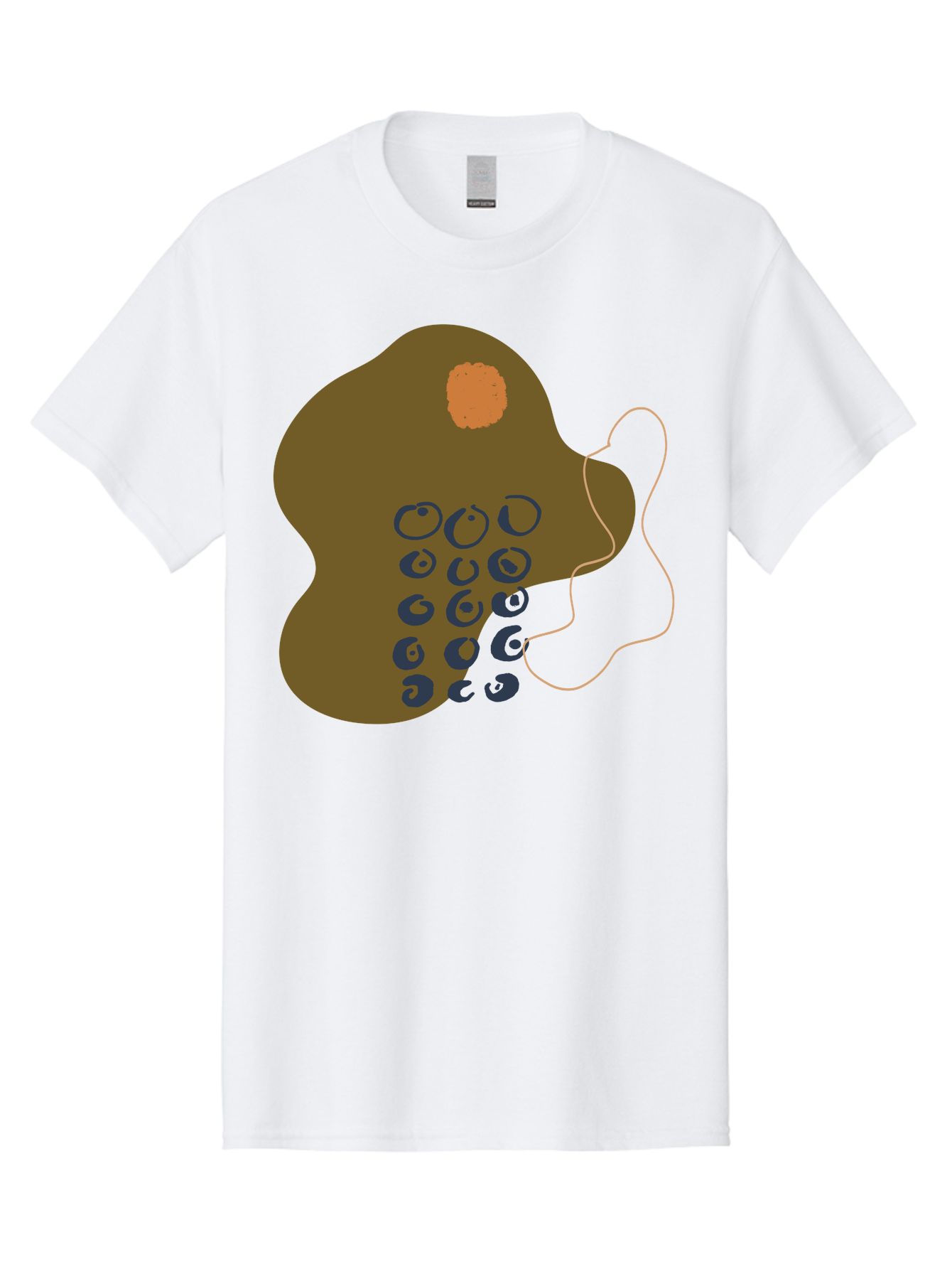 Brown-Blob Men'S Graphic Tee, 100% Cotton, Comfortable Casual Summer Wear, Machine Washable, Abstract Art, Modern Design, Blue Circles, Brown Blob, Irregular Shape, Creative Expression, Digital Illustration, Unique Pattern - Aaa403 29