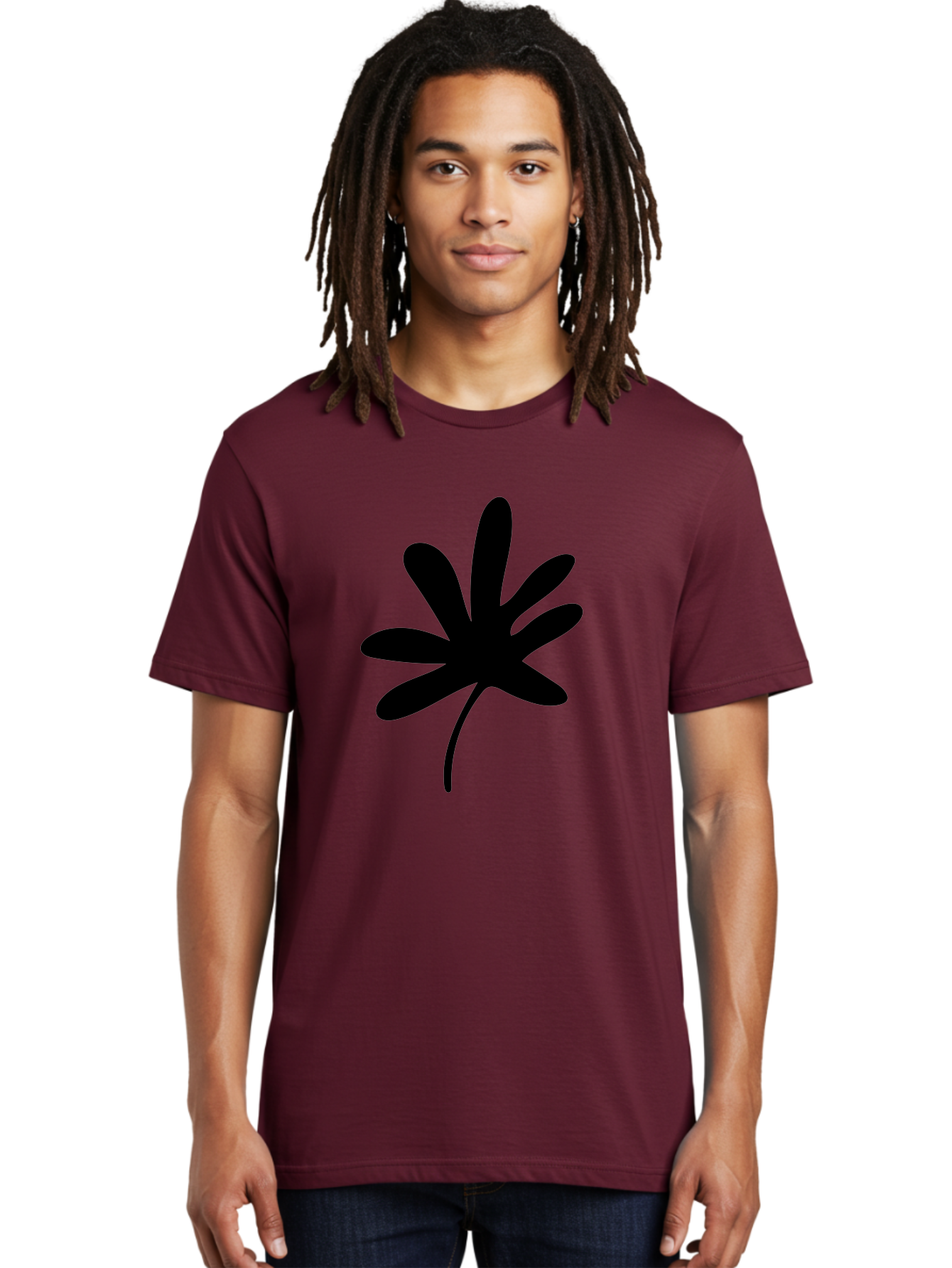 Cannabis-Leaf-2 Men'S Graphic Tee, 100% Cotton, Comfortable Casual Summer Wear, Machine Washable, Cannabis Leaf, Marijuana Symbol, Seven Pointed Leaf, Black Silhouette, Simple Design, Graphic Icon, Cannabis Culture, Weed Leaf - Aaa407 14