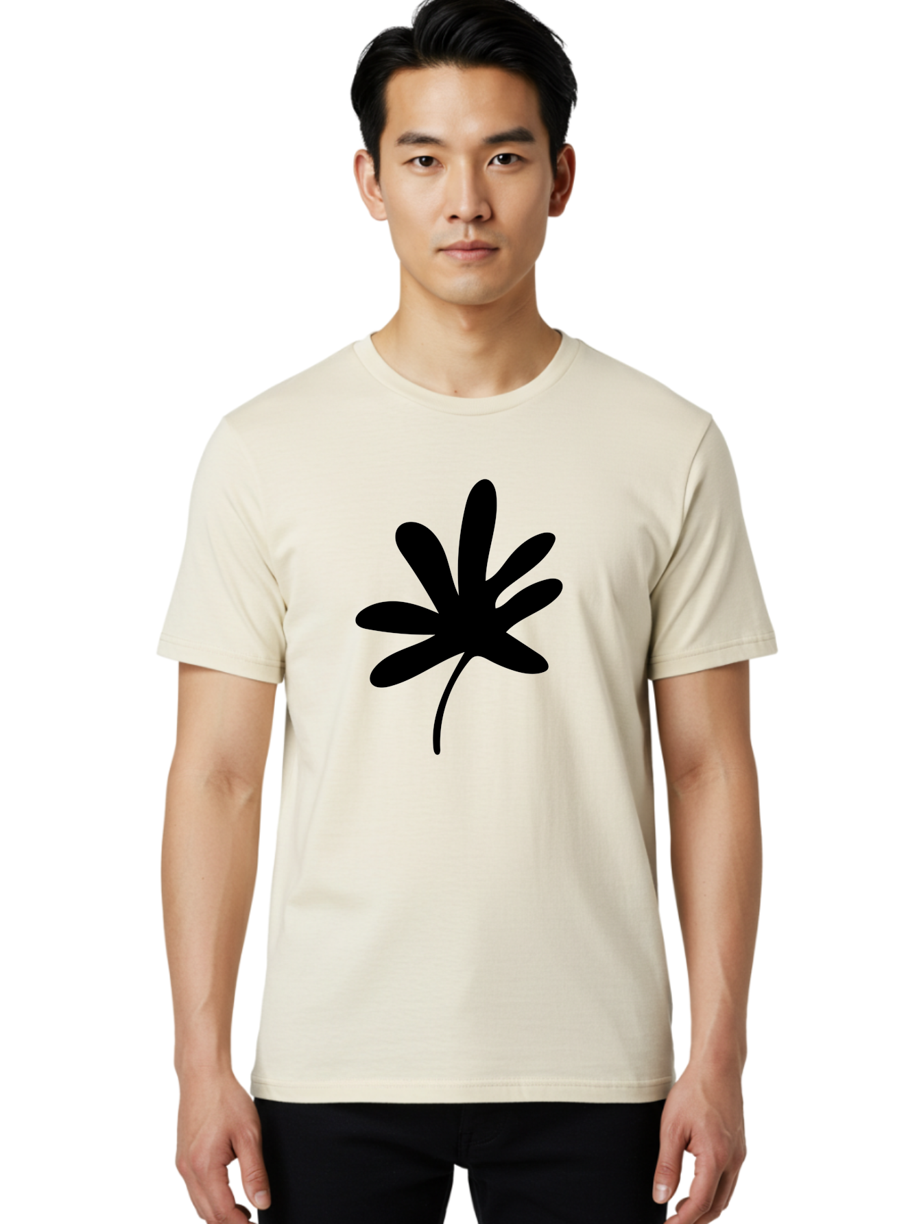 Cannabis-Leaf-2 Men'S Graphic Tee, 100% Cotton, Comfortable Casual Summer Wear, Machine Washable, Cannabis Leaf, Marijuana Symbol, Seven Pointed Leaf, Black Silhouette, Simple Design, Graphic Icon, Cannabis Culture, Weed Leaf - Aaa407 18