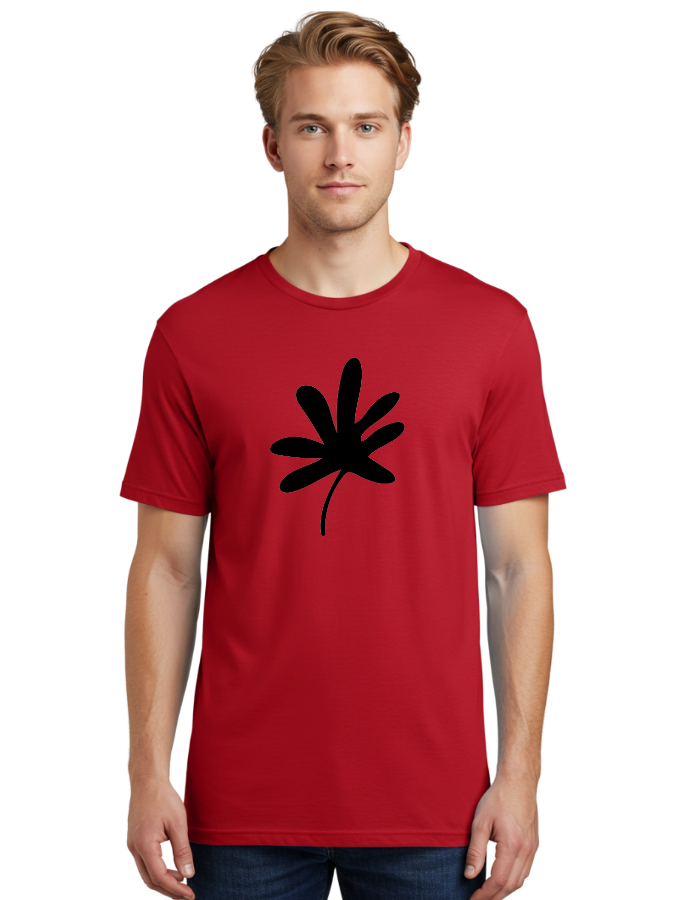 Cannabis-Leaf-2 Men'S Graphic Tee, 100% Cotton, Comfortable Casual Summer Wear, Machine Washable, Cannabis Leaf, Marijuana Symbol, Seven Pointed Leaf, Black Silhouette, Simple Design, Graphic Icon, Cannabis Culture, Weed Leaf - Aaa407 24