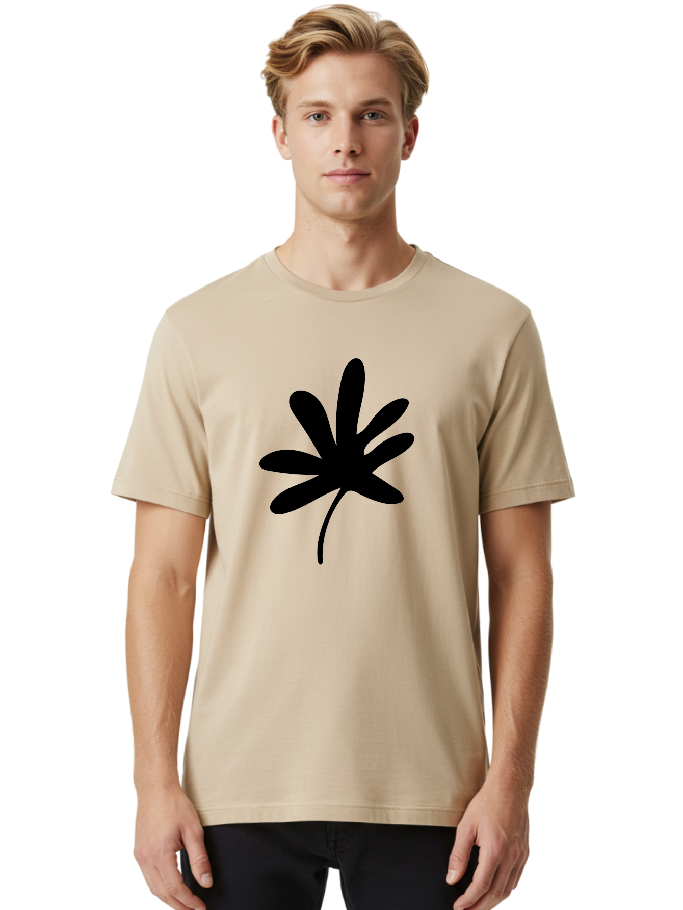 Cannabis-Leaf-2 Men'S Graphic Tee, 100% Cotton, Comfortable Casual Summer Wear, Machine Washable, Cannabis Leaf, Marijuana Symbol, Seven Pointed Leaf, Black Silhouette, Simple Design, Graphic Icon, Cannabis Culture, Weed Leaf - Aaa407 28
