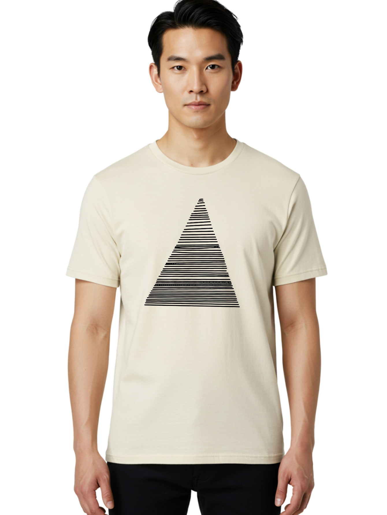 Christmas-Tree-1 Men'S Graphic Tee, 100% Cotton, Comfortable Casual Summer Wear, Machine Washable, Christmas Tree Illustration, Black Lines, Geometric Shape, Festive Design, Minimalist Art, Holiday Decoration, Simple Graphics - Aaa412 18
