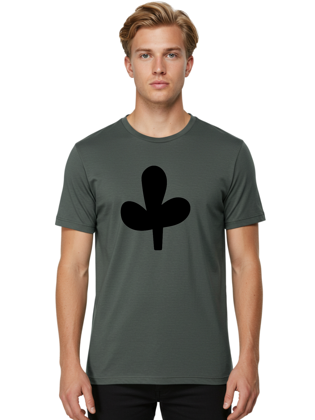 Clover Men'S Graphic Tee, 100% Cotton, Comfortable Casual Summer Wear, Machine Washable, Clover Symbol, Shamrock Icon, Three-Leafed Plant, Minimalist Design, Simple Shape, Bold Silhouette - Aaa415 8
