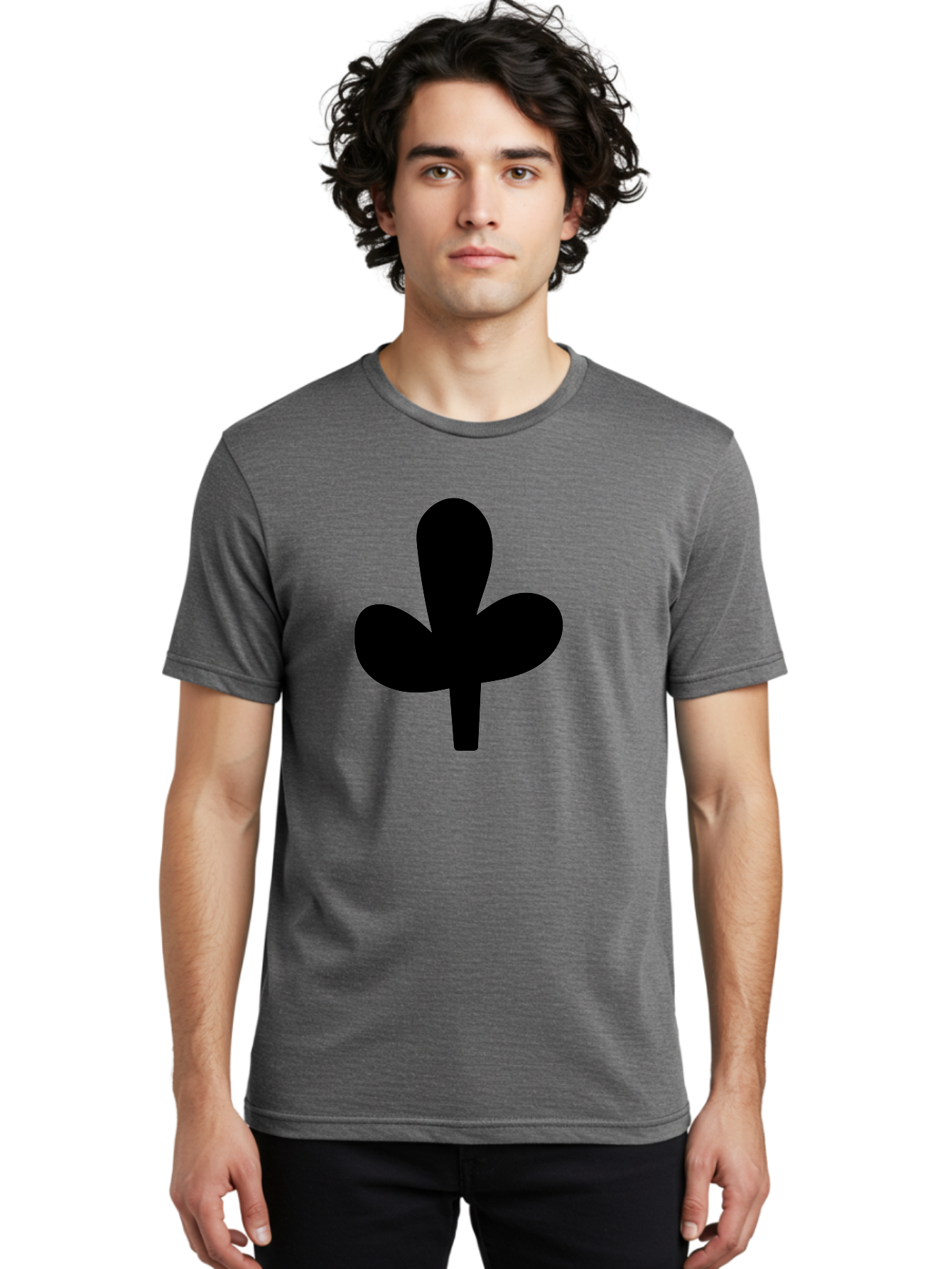 Clover Men'S Graphic Tee, 100% Cotton, Comfortable Casual Summer Wear, Machine Washable, Clover Symbol, Shamrock Icon, Three-Leafed Plant, Minimalist Design, Simple Shape, Bold Silhouette - Aaa415 20