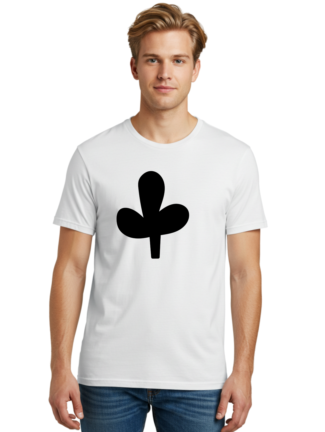 Clover Men'S Graphic Tee, 100% Cotton, Comfortable Casual Summer Wear, Machine Washable, Clover Symbol, Shamrock Icon, Three-Leafed Plant, Minimalist Design, Simple Shape, Bold Silhouette - Aaa415 10