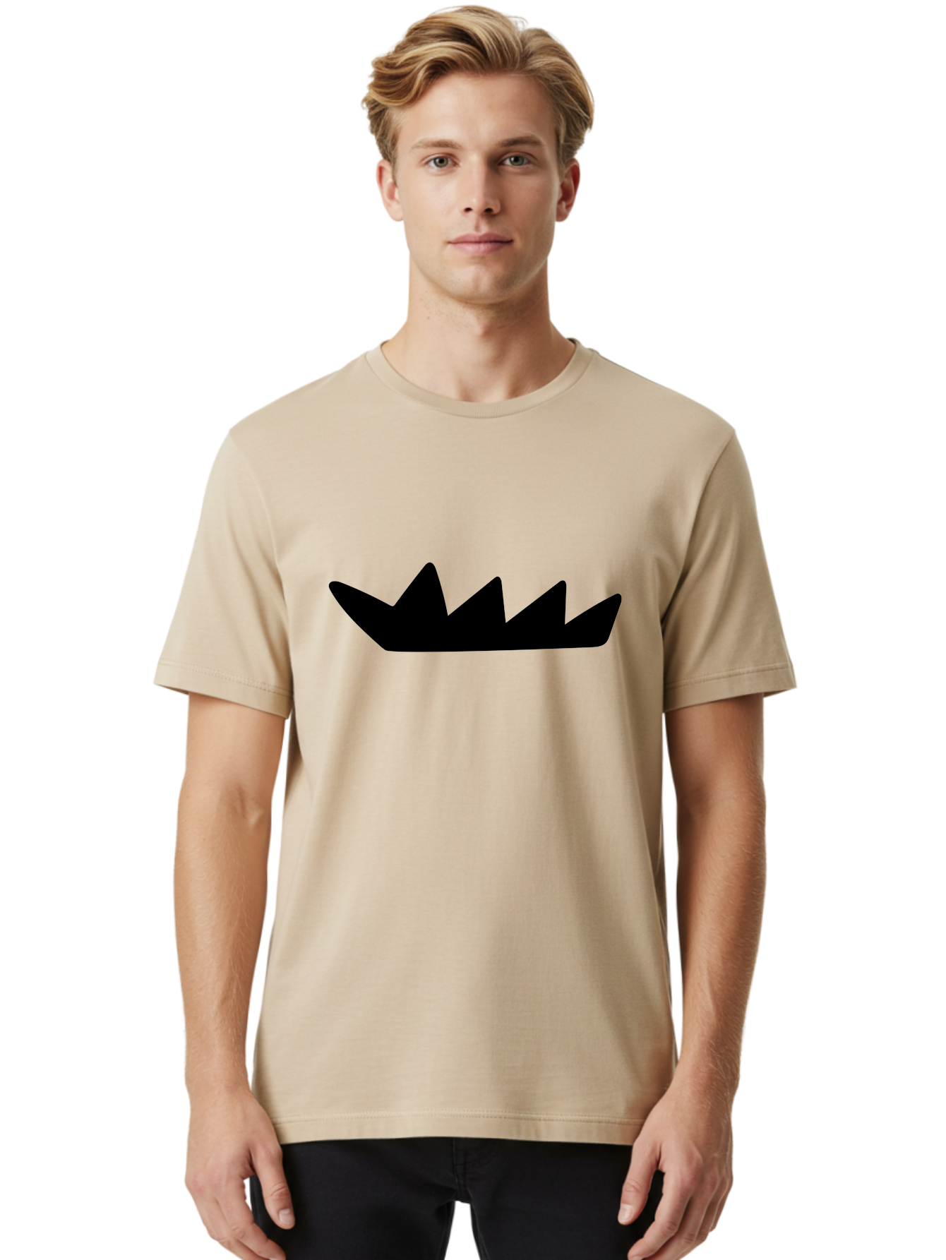 Crown-Icon Men'S Graphic Tee, 100% Cotton, Comfortable Casual Summer Wear, Machine Washable, Black Crown Silhouette, Royal Symbol, Monarch Emblem, Regal Crest, King'S Crown, Royal Icon, Minimalist Design, Vector Graphics - Aaa419 28