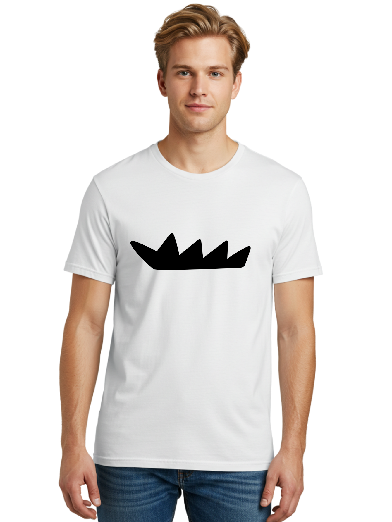 Crown-Icon Men'S Graphic Tee, 100% Cotton, Comfortable Casual Summer Wear, Machine Washable, Black Crown Silhouette, Royal Symbol, Monarch Emblem, Regal Crest, King'S Crown, Royal Icon, Minimalist Design, Vector Graphics - Aaa419 30