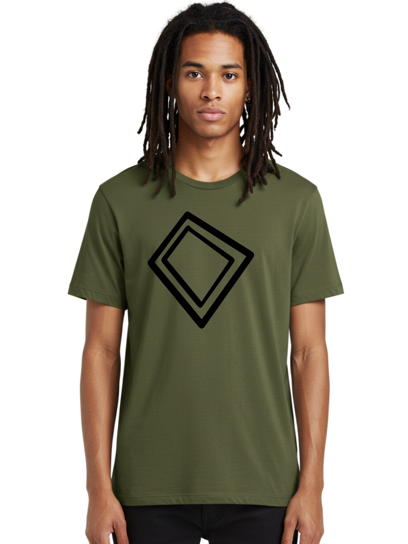 Diamond-Shape Men'S Graphic Tee, 100% Cotton, Comfortable Casual Summer Wear, Machine Washable, Black Diamonds, Nested Shapes, Geometric Pattern, Abstract Design, Modern Art, Minimalist Style - Aaa422 16