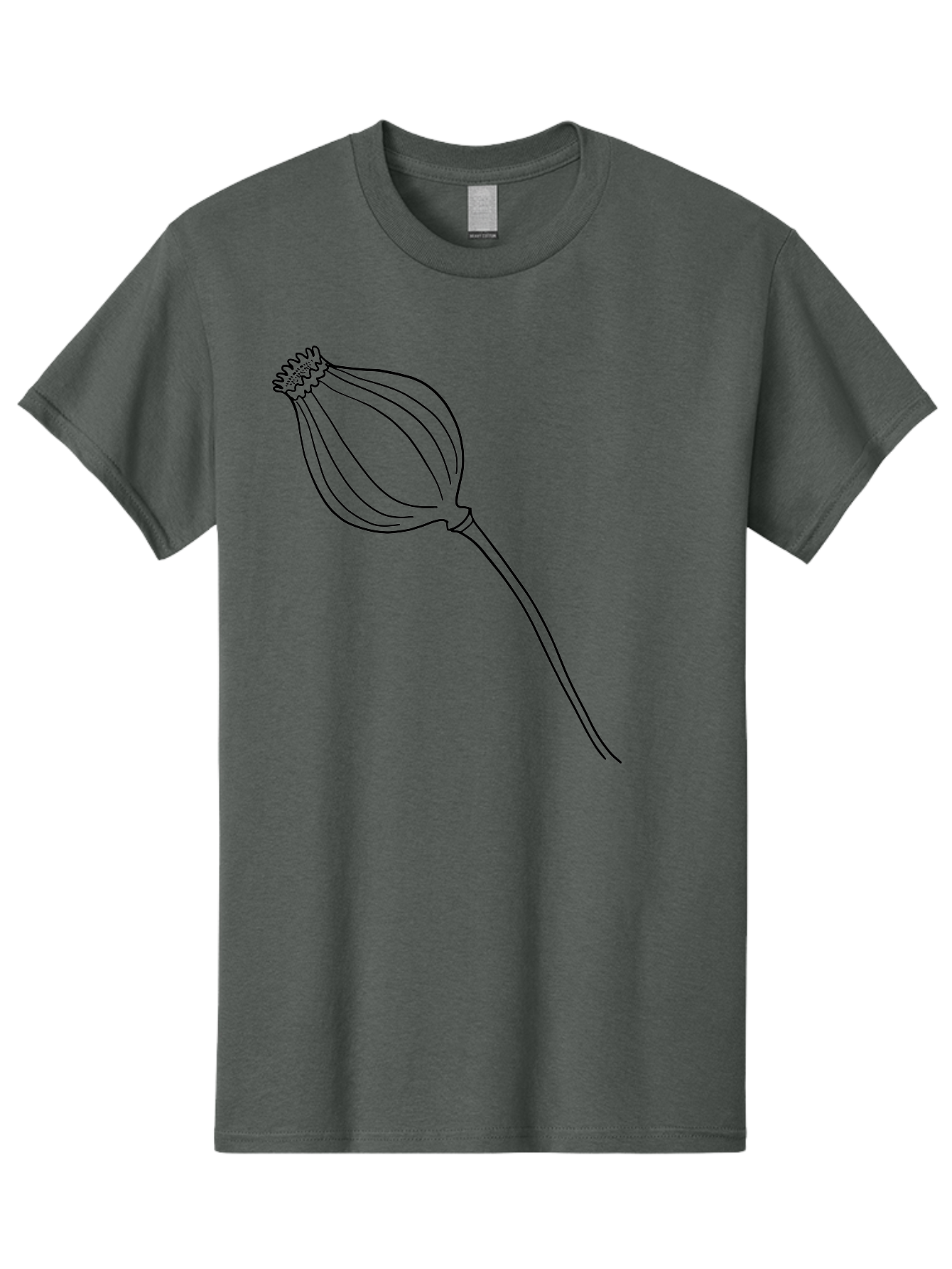 Dried-Poppy Men'S Graphic Tee, 100% Cotton, Comfortable Casual Summer Wear, Machine Washable, Simple Line Art, Minimalist Design, Flower Bud, Botanical Illustration, Elegant Lines, Delicate Form, Black Outline - Aaa425 29