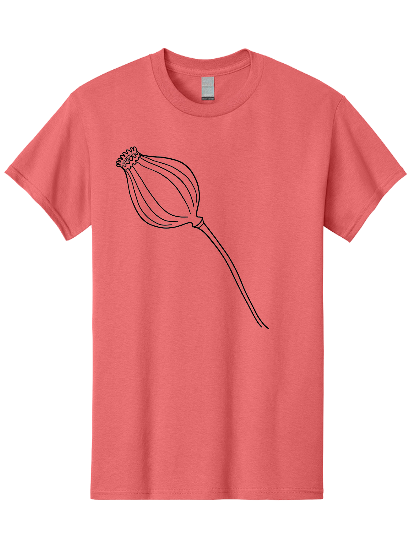 Dried-Poppy Men'S Graphic Tee, 100% Cotton, Comfortable Casual Summer Wear, Machine Washable, Simple Line Art, Minimalist Design, Flower Bud, Botanical Illustration, Elegant Lines, Delicate Form, Black Outline - Aaa425 11