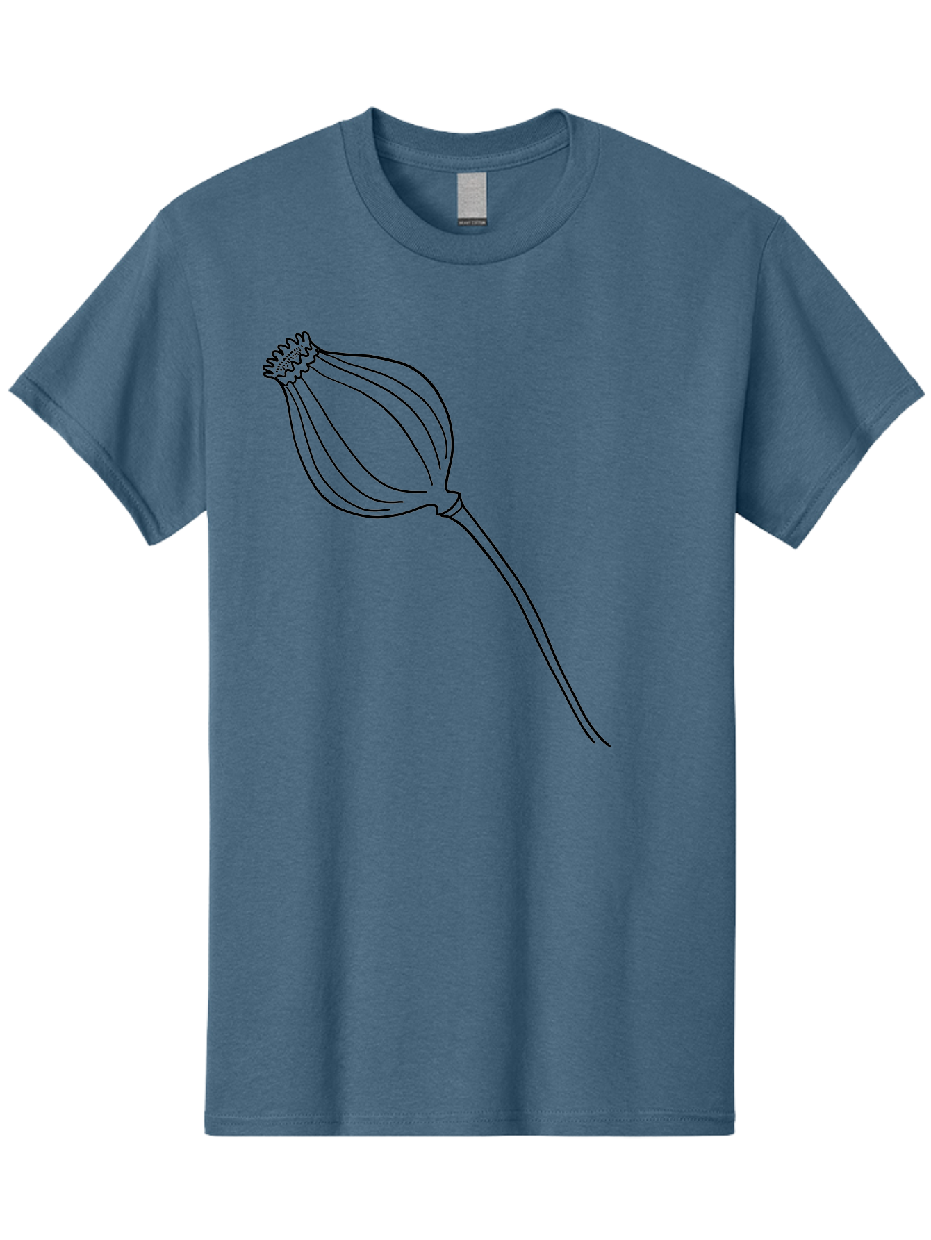 Dried-Poppy Men'S Graphic Tee, 100% Cotton, Comfortable Casual Summer Wear, Machine Washable, Simple Line Art, Minimalist Design, Flower Bud, Botanical Illustration, Elegant Lines, Delicate Form, Black Outline - Aaa425 25