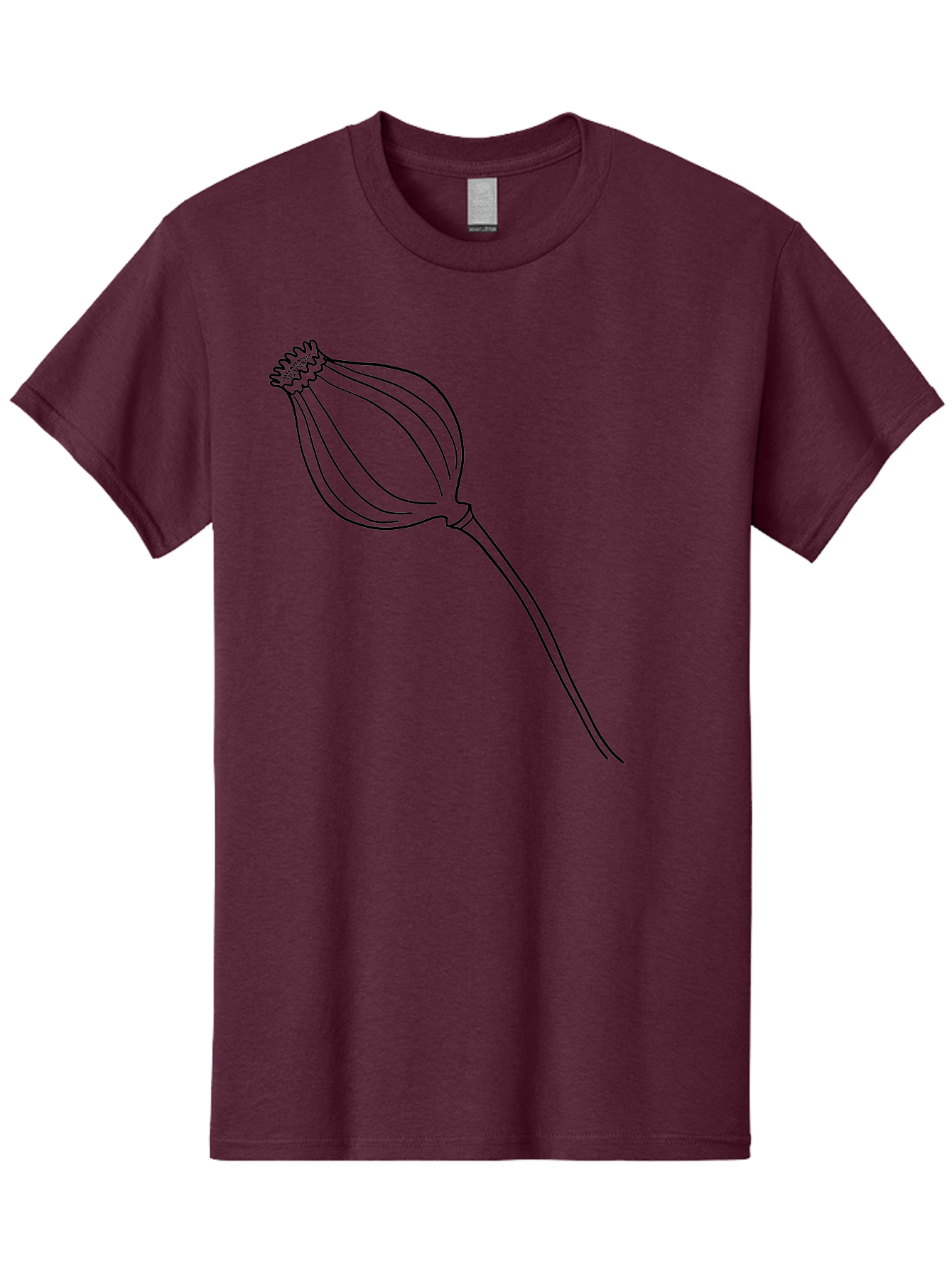 Dried-Poppy Men'S Graphic Tee, 100% Cotton, Comfortable Casual Summer Wear, Machine Washable, Simple Line Art, Minimalist Design, Flower Bud, Botanical Illustration, Elegant Lines, Delicate Form, Black Outline - Aaa425 21