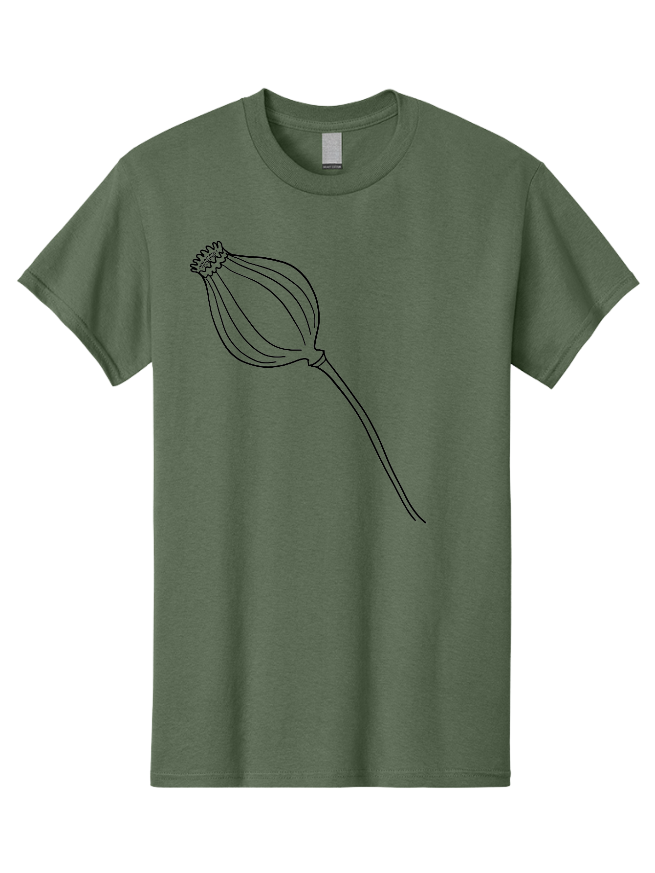 Dried-Poppy Men'S Graphic Tee, 100% Cotton, Comfortable Casual Summer Wear, Machine Washable, Simple Line Art, Minimalist Design, Flower Bud, Botanical Illustration, Elegant Lines, Delicate Form, Black Outline - Aaa425 23