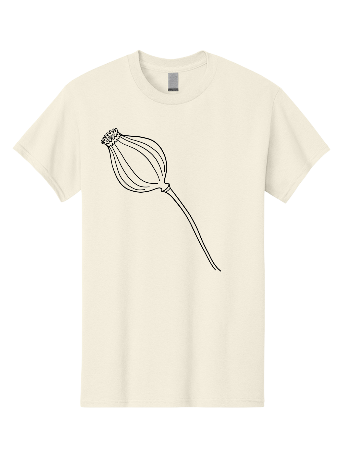 Dried-Poppy Men'S Graphic Tee, 100% Cotton, Comfortable Casual Summer Wear, Machine Washable, Simple Line Art, Minimalist Design, Flower Bud, Botanical Illustration, Elegant Lines, Delicate Form, Black Outline - Aaa425 13