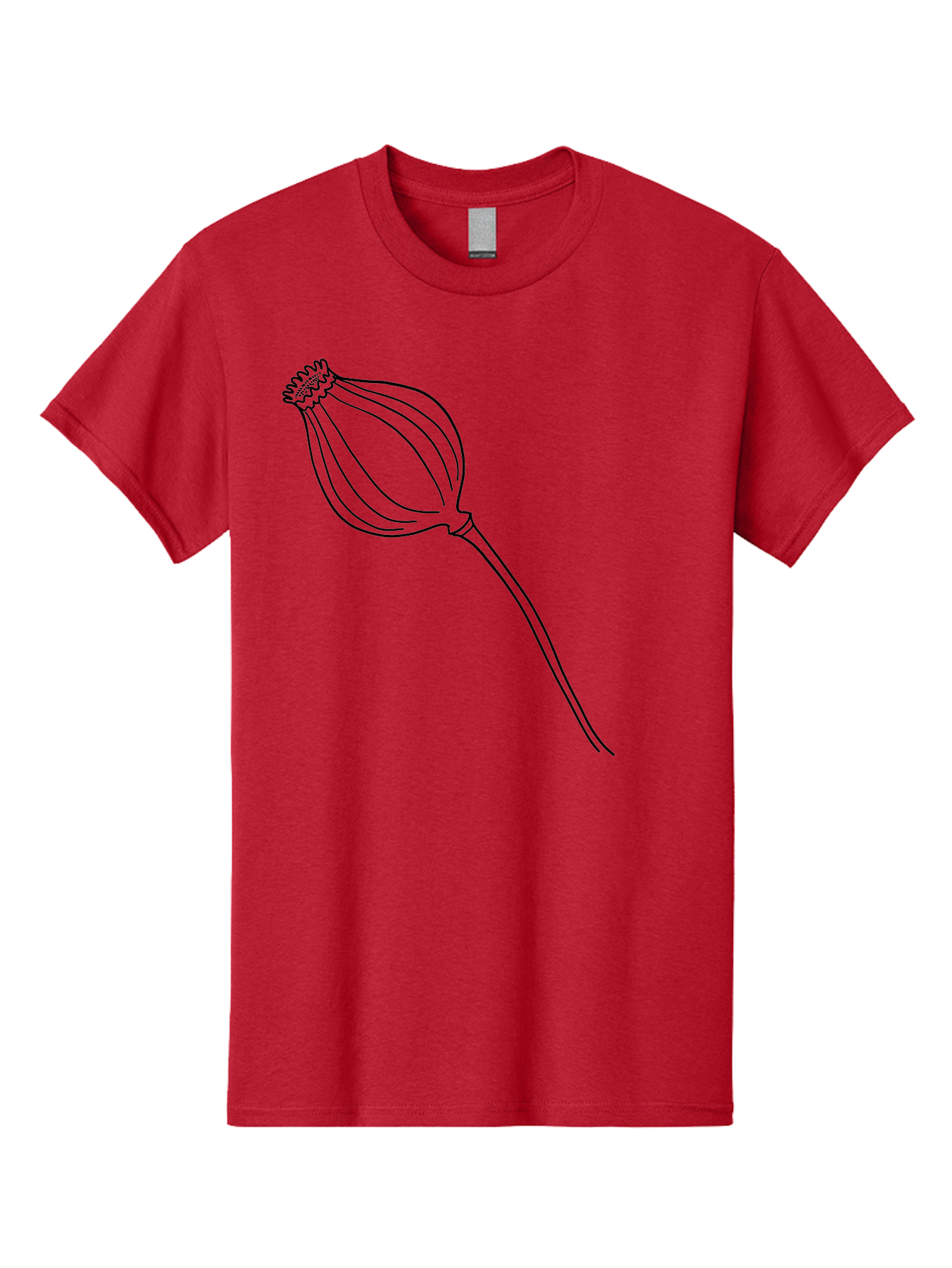 Dried-Poppy Men'S Graphic Tee, 100% Cotton, Comfortable Casual Summer Wear, Machine Washable, Simple Line Art, Minimalist Design, Flower Bud, Botanical Illustration, Elegant Lines, Delicate Form, Black Outline - Aaa425 3