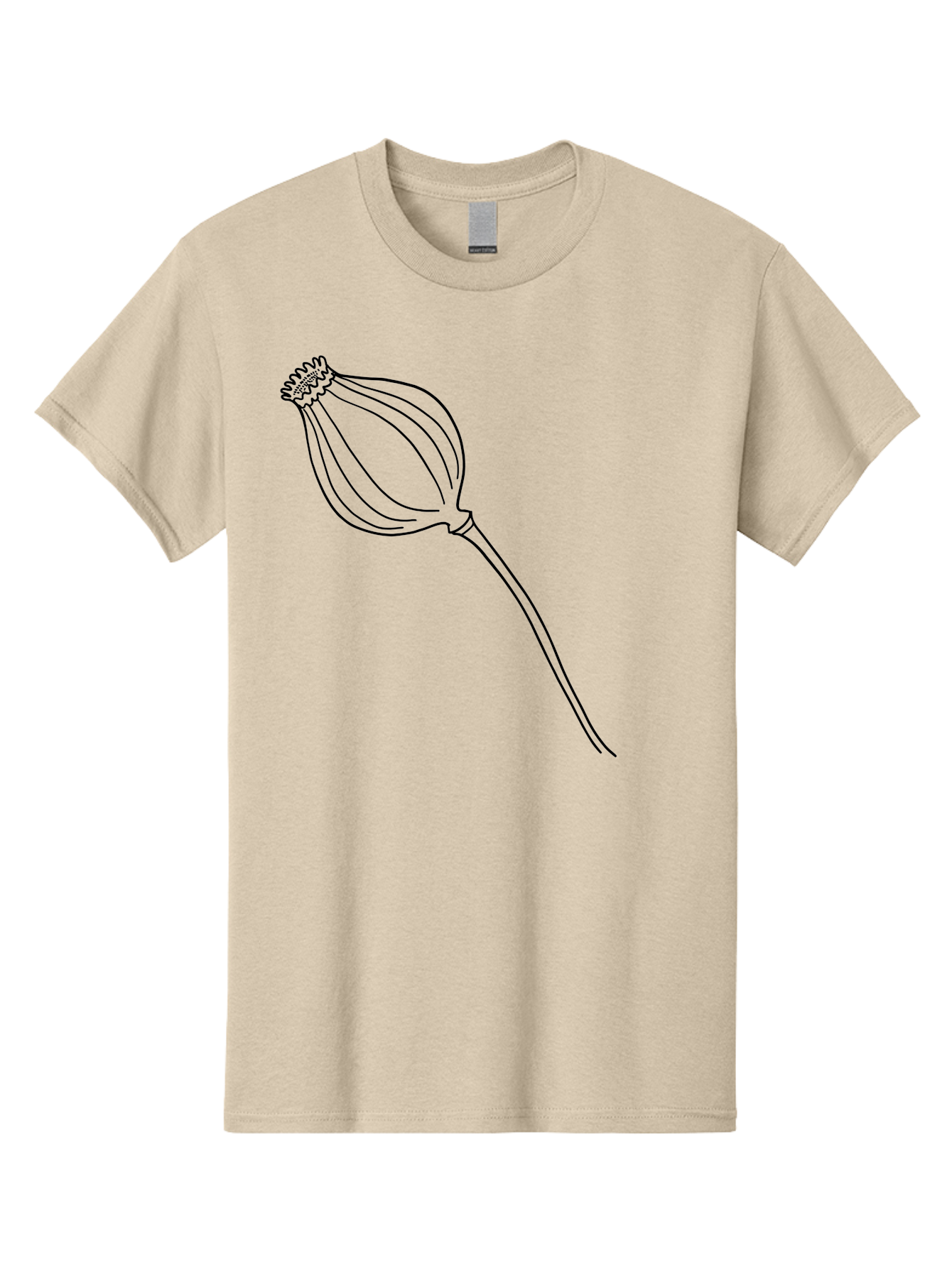 Dried-Poppy Men'S Graphic Tee, 100% Cotton, Comfortable Casual Summer Wear, Machine Washable, Simple Line Art, Minimalist Design, Flower Bud, Botanical Illustration, Elegant Lines, Delicate Form, Black Outline - Aaa425 19