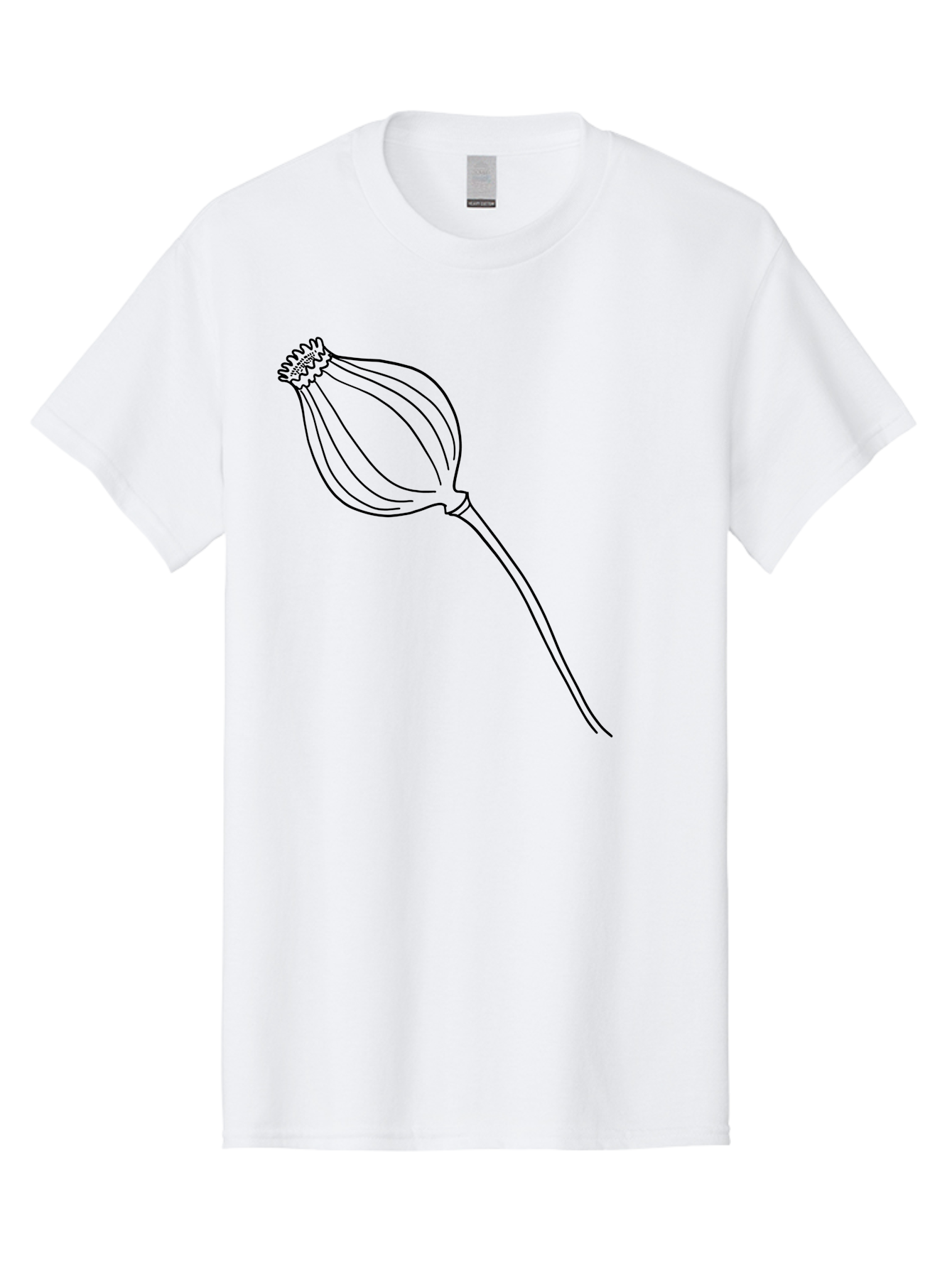 Dried-Poppy Men'S Graphic Tee, 100% Cotton, Comfortable Casual Summer Wear, Machine Washable, Simple Line Art, Minimalist Design, Flower Bud, Botanical Illustration, Elegant Lines, Delicate Form, Black Outline - Aaa425 17