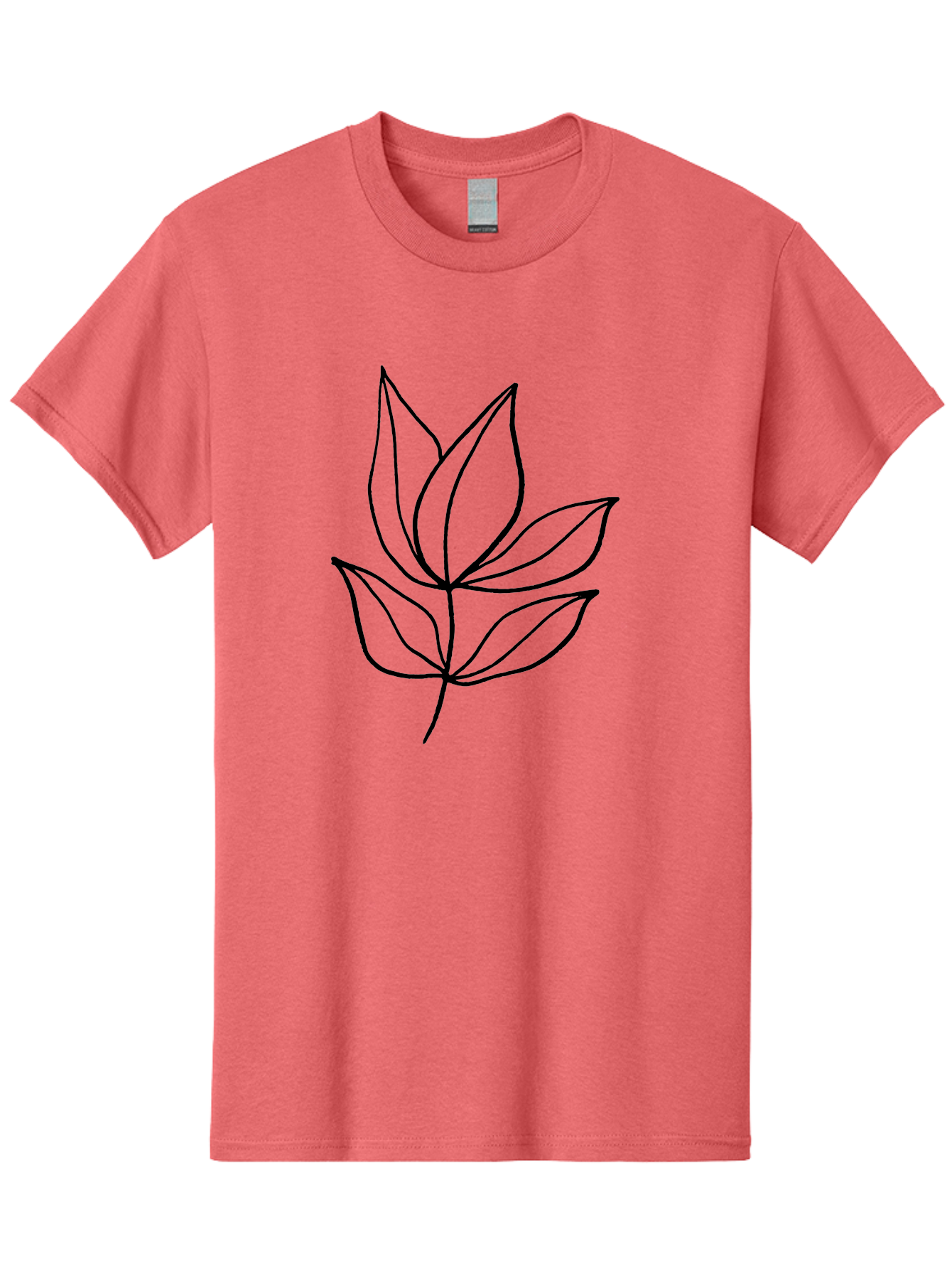 Five-Leaves Men'S Graphic Tee, 100% Cotton, Comfortable Casual Summer Wear, Machine Washable, Simple Leaf Illustration, Minimalist Design, Black Outline, Leaf Art, Nature-Inspired Graphics, Botanical Illustration, Modern Simplicity - Aaa431 5