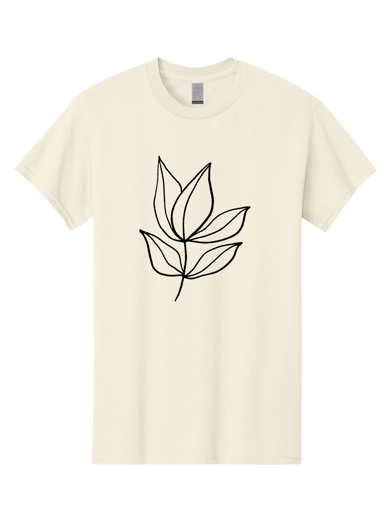 Five-Leaves Men'S Graphic Tee, 100% Cotton, Comfortable Casual Summer Wear, Machine Washable, Simple Leaf Illustration, Minimalist Design, Black Outline, Leaf Art, Nature-Inspired Graphics, Botanical Illustration, Modern Simplicity - Aaa431 17