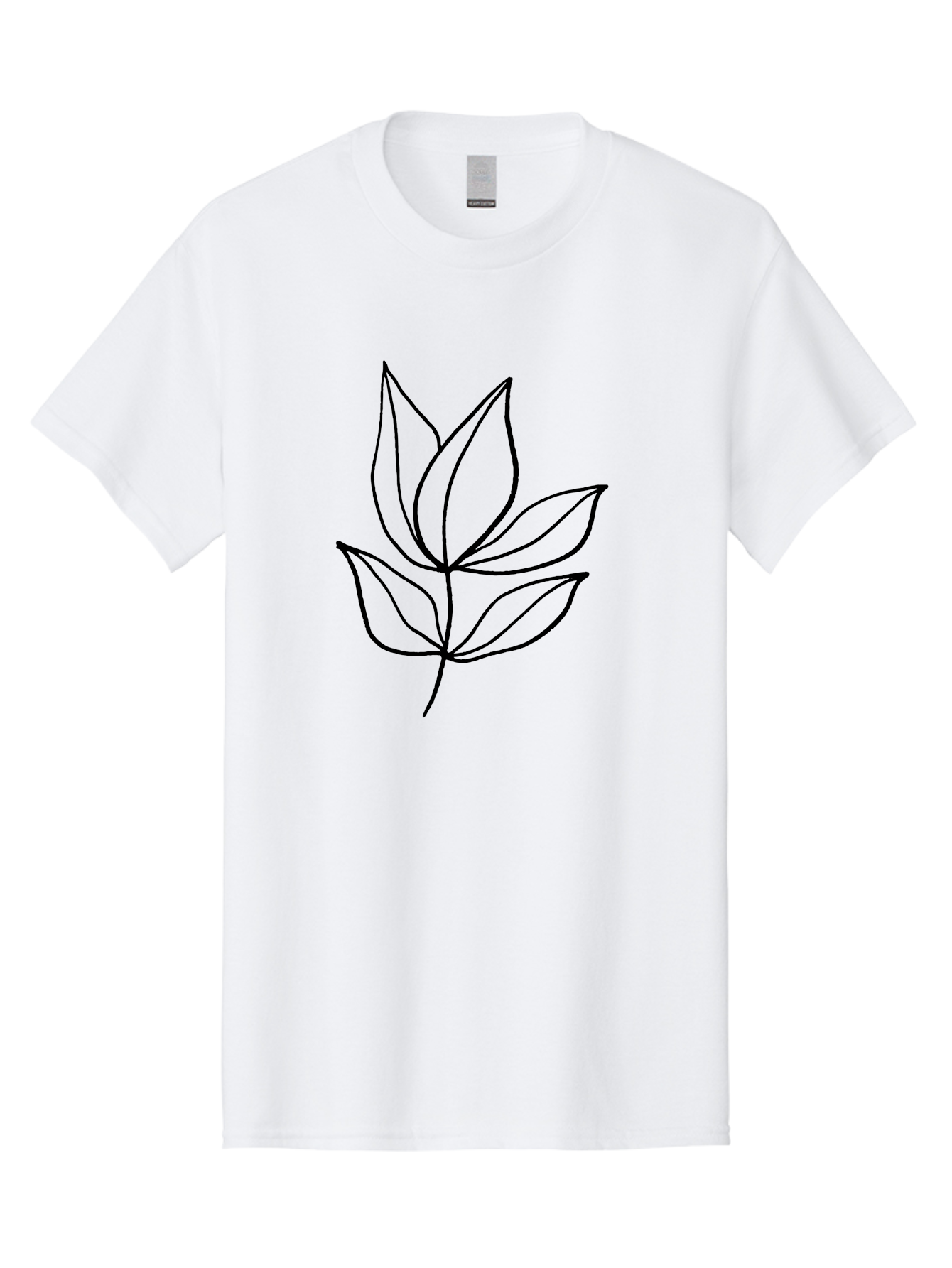 Five-Leaves Men'S Graphic Tee, 100% Cotton, Comfortable Casual Summer Wear, Machine Washable, Simple Leaf Illustration, Minimalist Design, Black Outline, Leaf Art, Nature-Inspired Graphics, Botanical Illustration, Modern Simplicity - Aaa431 29