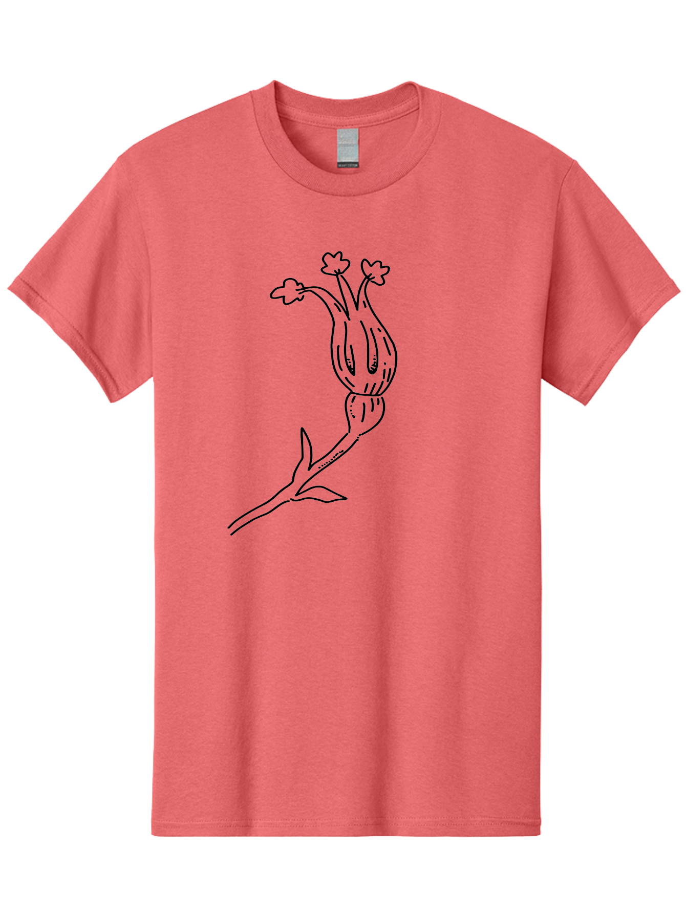 Flower-Illustration Men'S Graphic Tee, 100% Cotton, Comfortable Casual Summer Wear, Machine Washable, Simple Flower Drawing, Minimalist Art, Black Outline, Stylized Blooms, Hand-Drawn Illustration, Floral Design, Cartoon Flower - Aaa433 5