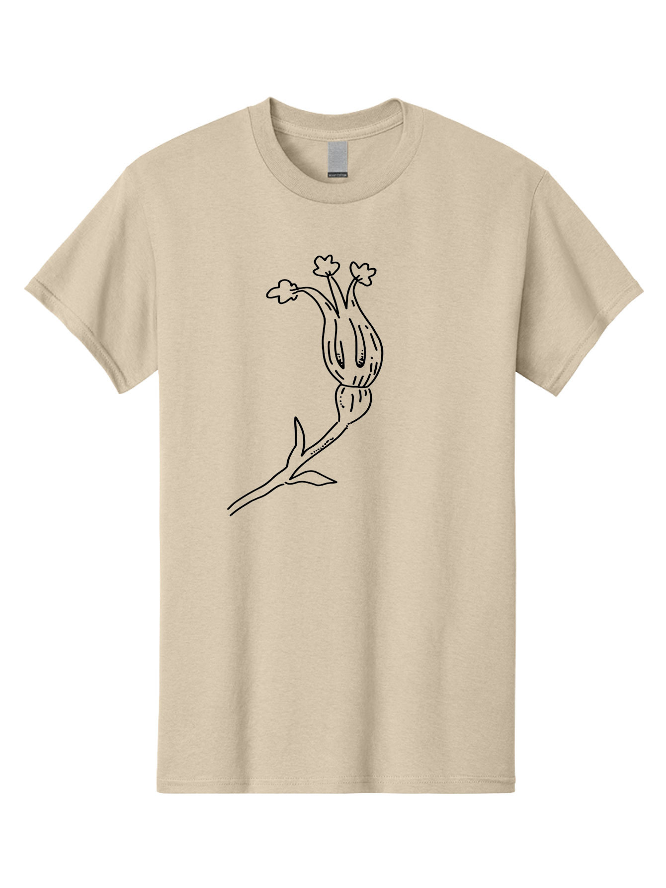 Flower-Illustration Men'S Graphic Tee, 100% Cotton, Comfortable Casual Summer Wear, Machine Washable, Simple Flower Drawing, Minimalist Art, Black Outline, Stylized Blooms, Hand-Drawn Illustration, Floral Design, Cartoon Flower - Aaa433 27