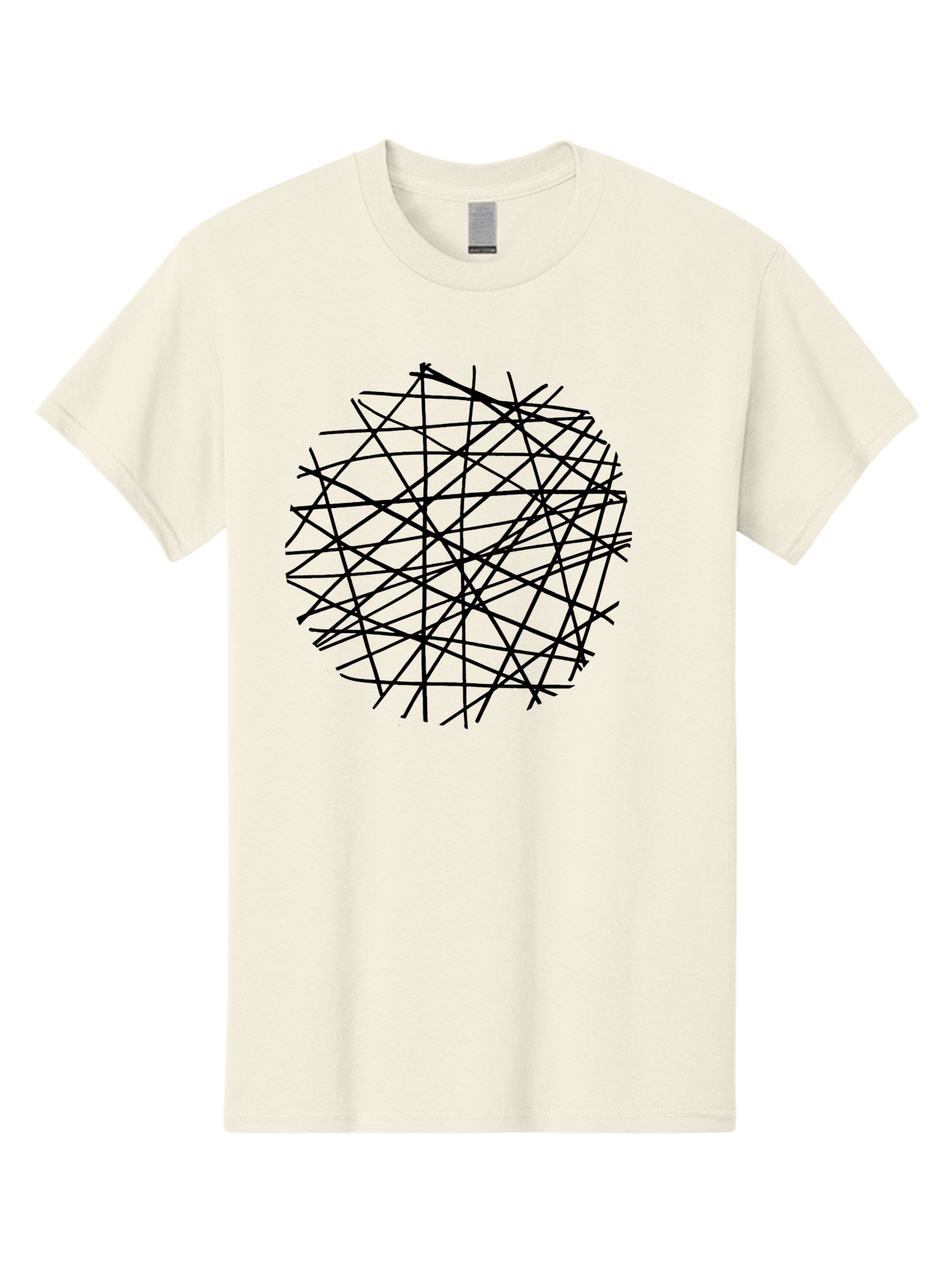 Intersecting-Lines Men'S Graphic Tee, 100% Cotton, Comfortable Casual Summer Wear, Machine Washable, Abstract Art, Chaotic Lines, Black Lines, Intersecting Lines, Complex Pattern, Modern Design, Graphic Illustration - Aaa439 9