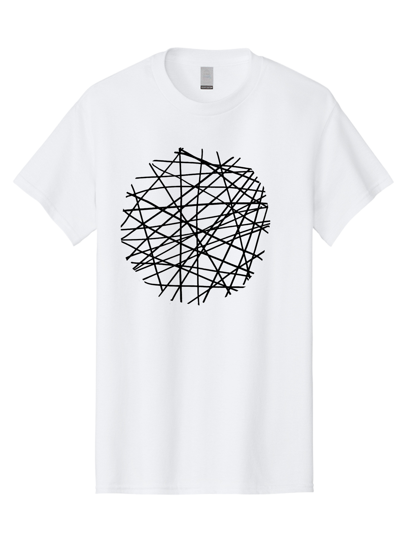 Intersecting-Lines Men'S Graphic Tee, 100% Cotton, Comfortable Casual Summer Wear, Machine Washable, Abstract Art, Chaotic Lines, Black Lines, Intersecting Lines, Complex Pattern, Modern Design, Graphic Illustration - Aaa439 13