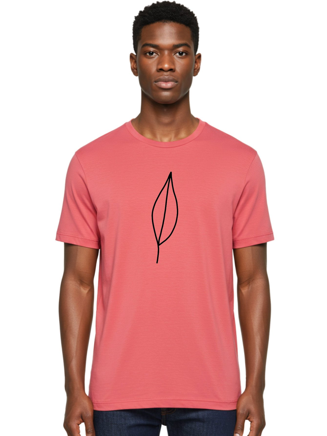 Leaf-2 Men'S Graphic Tee, 100% Cotton, Comfortable Casual Summer Wear, Machine Washable, Simple Leaf Outline, Minimalist Design, Black Line Art, Eco-Friendly Symbol, Nature-Inspired Graphics, Single Leaf Icon, Botanical Illustration, - Aaa443 6