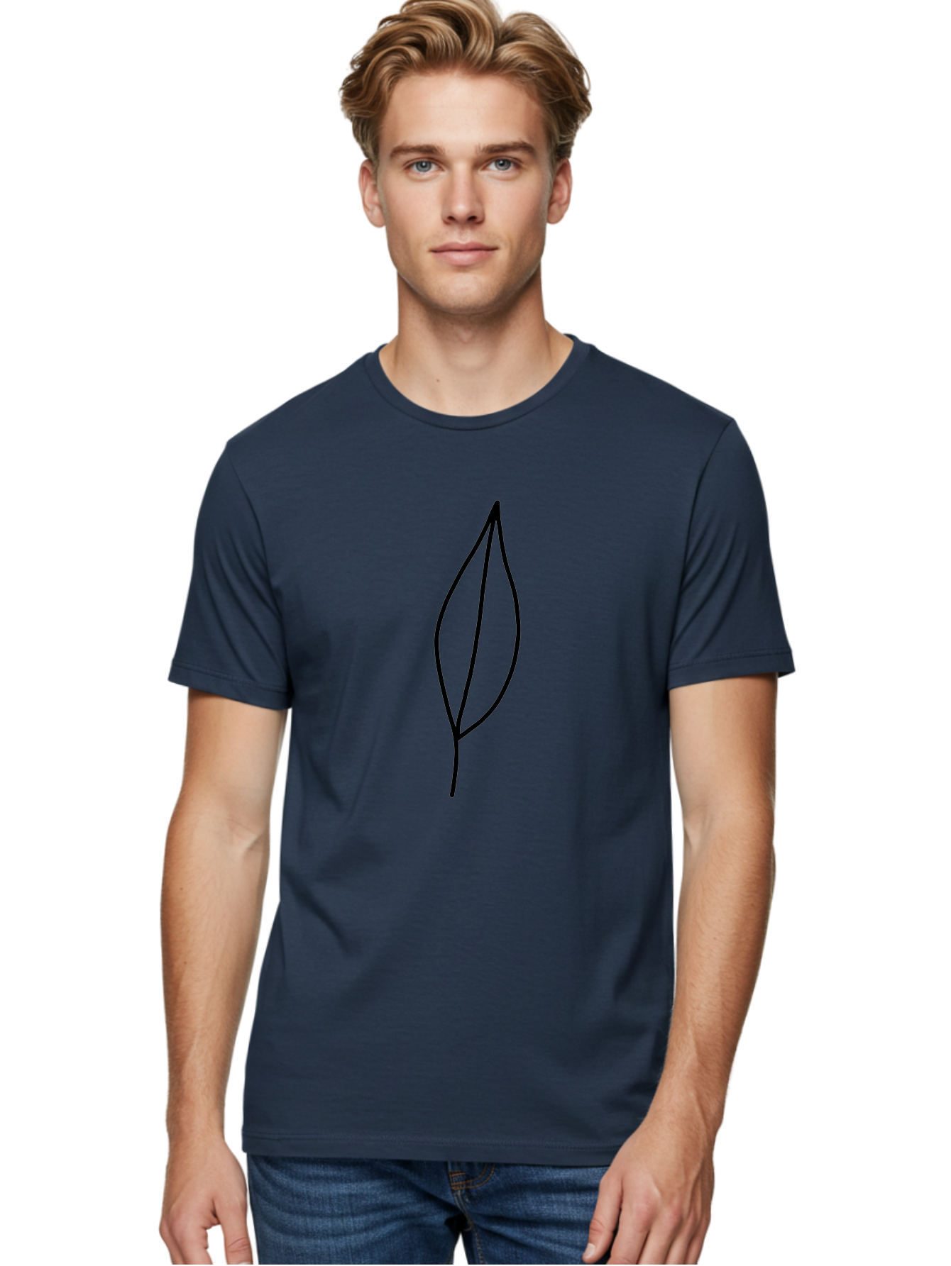 Leaf-2 Men'S Graphic Tee, 100% Cotton, Comfortable Casual Summer Wear, Machine Washable, Simple Leaf Outline, Minimalist Design, Black Line Art, Eco-Friendly Symbol, Nature-Inspired Graphics, Single Leaf Icon, Botanical Illustration, - Aaa443 20