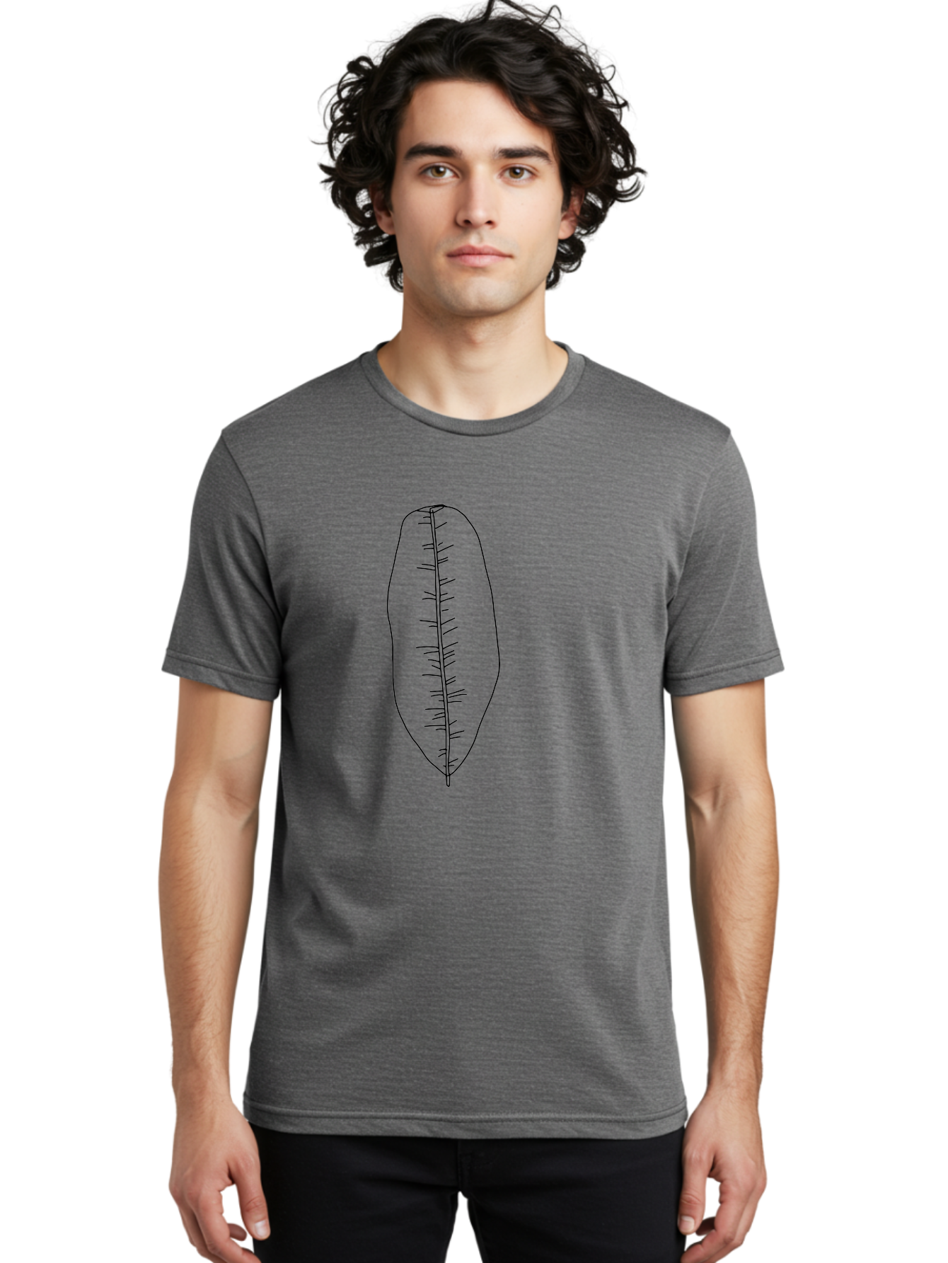 Leaf-Illustration-1 Men'S Graphic Tee, 100% Cotton, Comfortable Casual Summer Wear, Machine Washable, Simple Leaf, Leaf Outline, Minimalist Art, Black Lines, Leaf Veins, Botanical Illustration, Simple Design, Leaf Shape - Aaa445 10