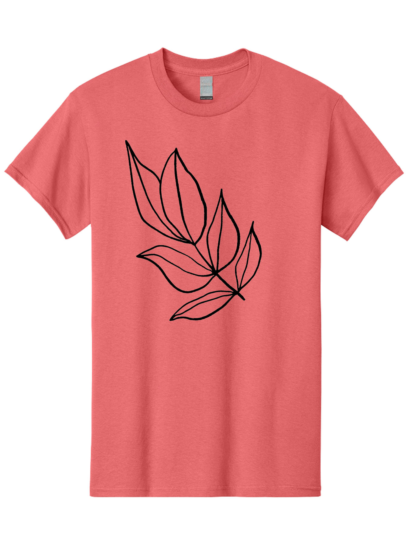 Leaves-1 Men'S Graphic Tee, 100% Cotton, Comfortable Casual Summer Wear, Machine Washable, Simple Line Art, Minimalist Design, Botanical Illustration, Leafy Greens, Nature-Inspired Graphics, Elegant Simplicity, Vector Art, Black Lines - Aaa450 5