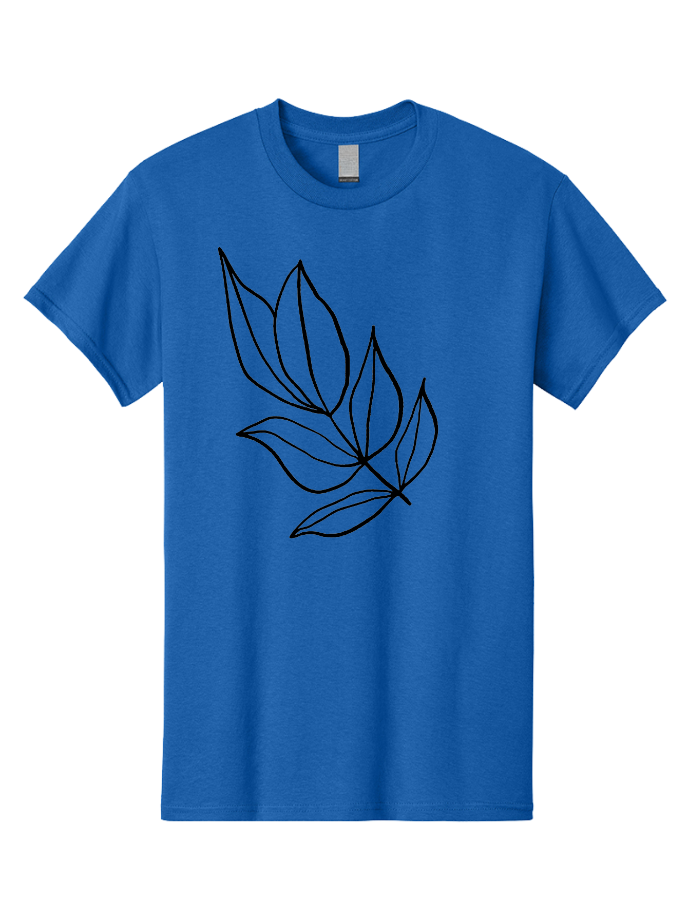 Leaves-1 Men'S Graphic Tee, 100% Cotton, Comfortable Casual Summer Wear, Machine Washable, Simple Line Art, Minimalist Design, Botanical Illustration, Leafy Greens, Nature-Inspired Graphics, Elegant Simplicity, Vector Art, Black Lines - Aaa450 25