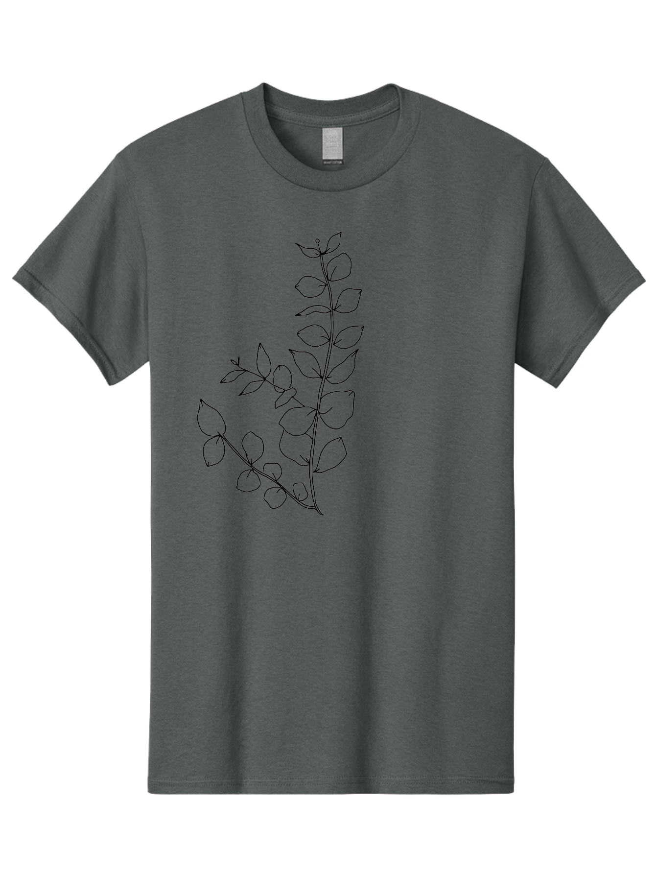 Leaves Men'S Graphic Tee, 100% Cotton, Comfortable Casual Summer Wear, Machine Washable, Hand-Drawn Illustration, Leafy Stem, Simple Line Art, Minimalist Design, Botanical Elements, Delicate Pattern, Natural Motifs - Aaa458 9