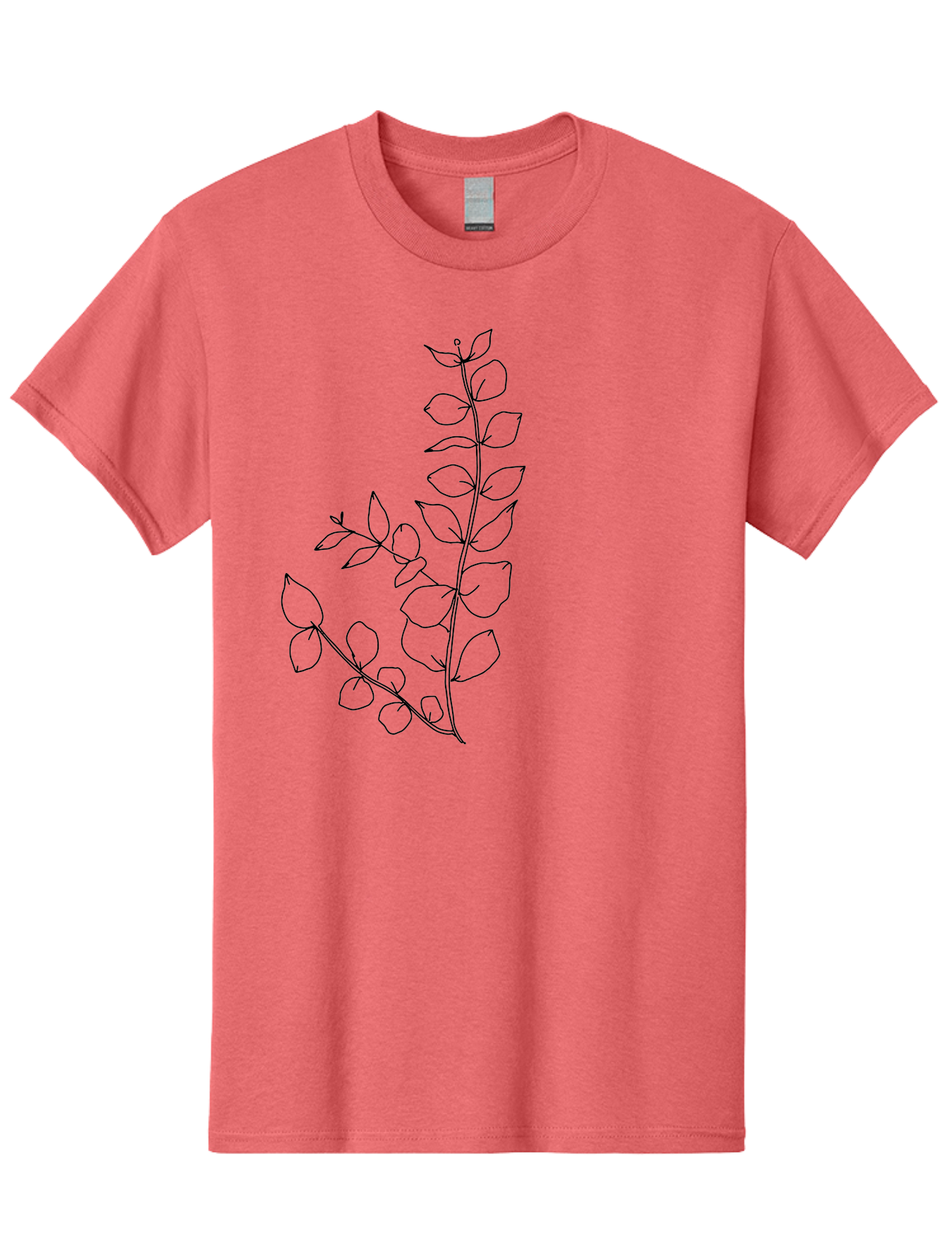 Leaves Men'S Graphic Tee, 100% Cotton, Comfortable Casual Summer Wear, Machine Washable, Hand-Drawn Illustration, Leafy Stem, Simple Line Art, Minimalist Design, Botanical Elements, Delicate Pattern, Natural Motifs - Aaa458 21