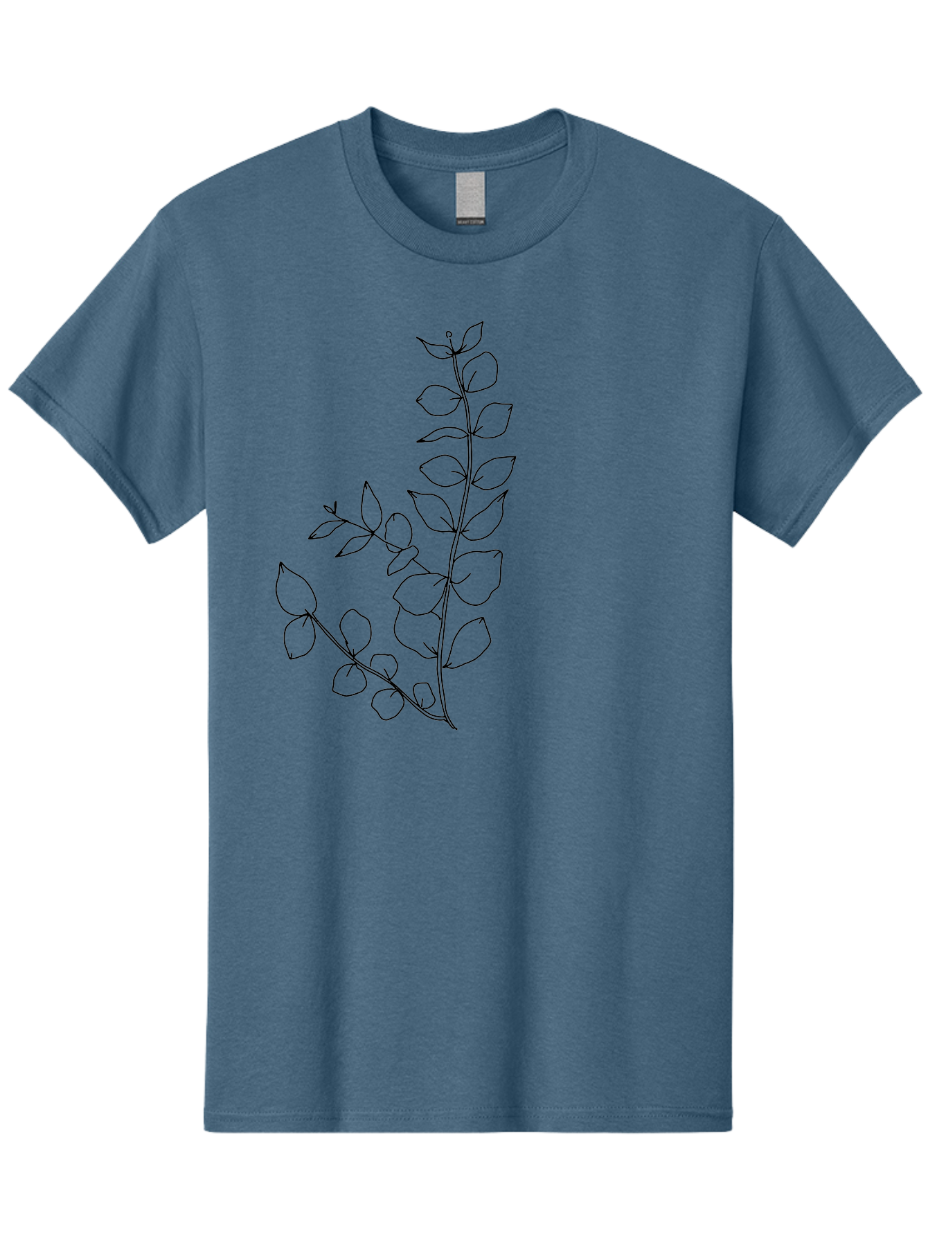 Leaves Men'S Graphic Tee, 100% Cotton, Comfortable Casual Summer Wear, Machine Washable, Hand-Drawn Illustration, Leafy Stem, Simple Line Art, Minimalist Design, Botanical Elements, Delicate Pattern, Natural Motifs - Aaa458 25