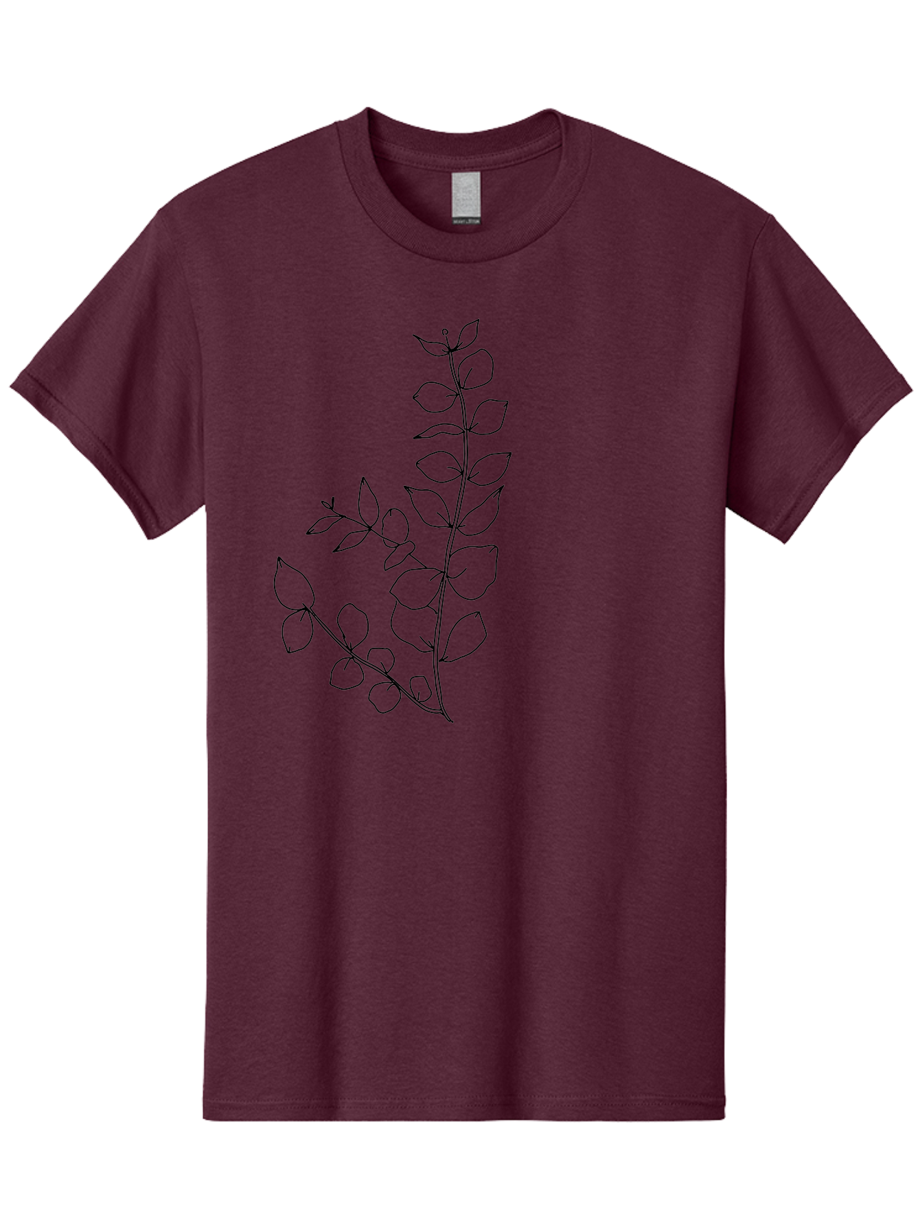 Leaves Men'S Graphic Tee, 100% Cotton, Comfortable Casual Summer Wear, Machine Washable, Hand-Drawn Illustration, Leafy Stem, Simple Line Art, Minimalist Design, Botanical Elements, Delicate Pattern, Natural Motifs - Aaa458 15