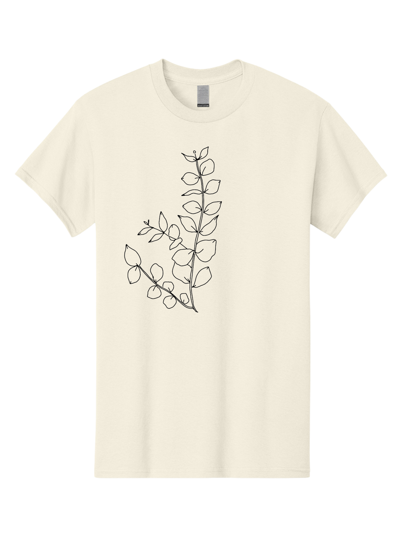 Leaves Men'S Graphic Tee, 100% Cotton, Comfortable Casual Summer Wear, Machine Washable, Hand-Drawn Illustration, Leafy Stem, Simple Line Art, Minimalist Design, Botanical Elements, Delicate Pattern, Natural Motifs - Aaa458 13